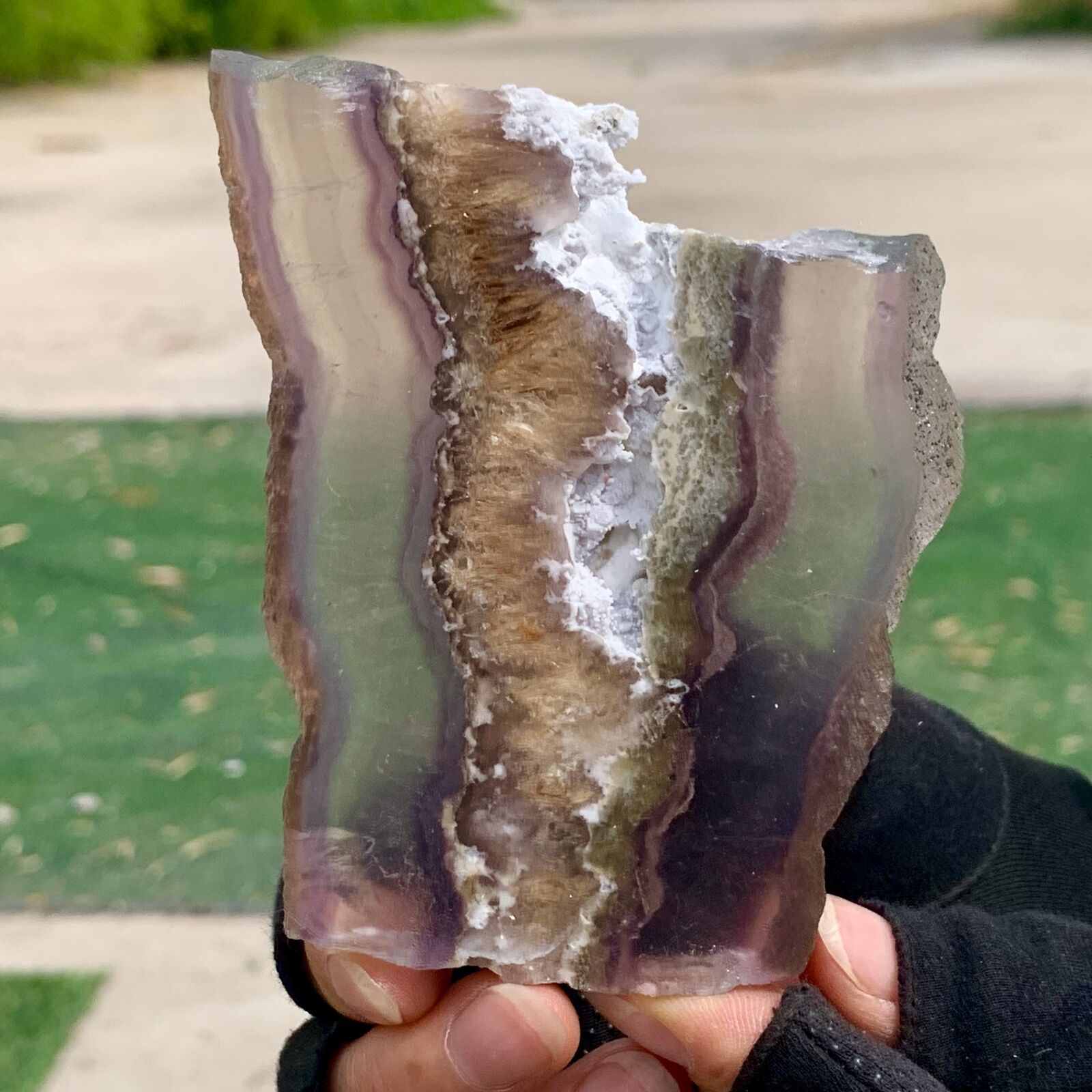 178G Natural super fluorite slab with pyrite Crystal stone specimens cure