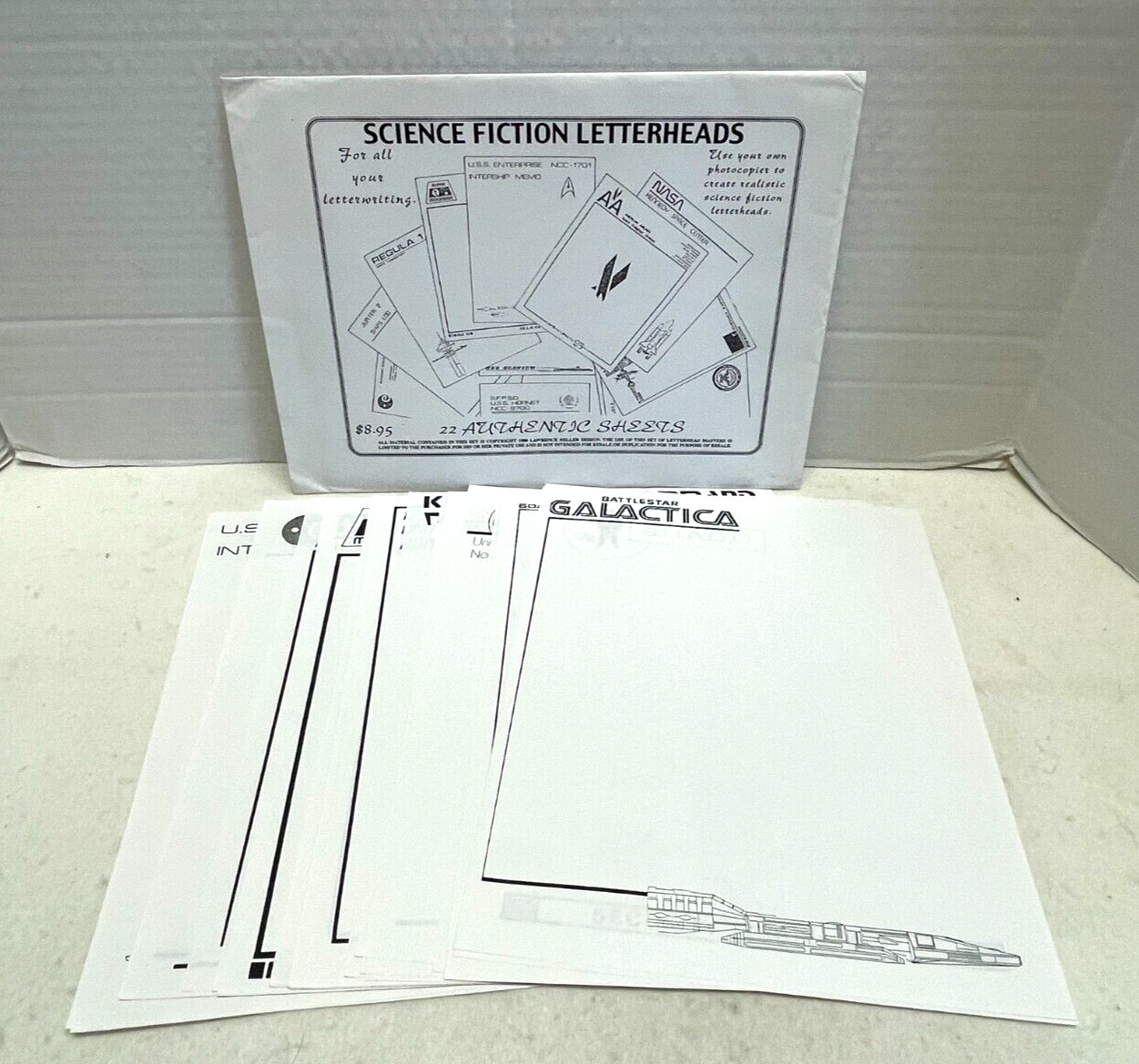 22 Authentic SCIENCE FICTION LETTERHEADS Original Envelope Miller Design 1986