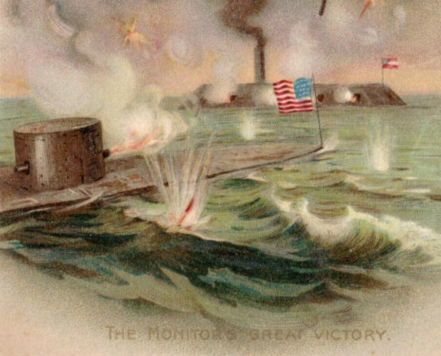 Memorial Day Souvenir Monitor's Great Victory  Ironclad Warship Battle Postcard