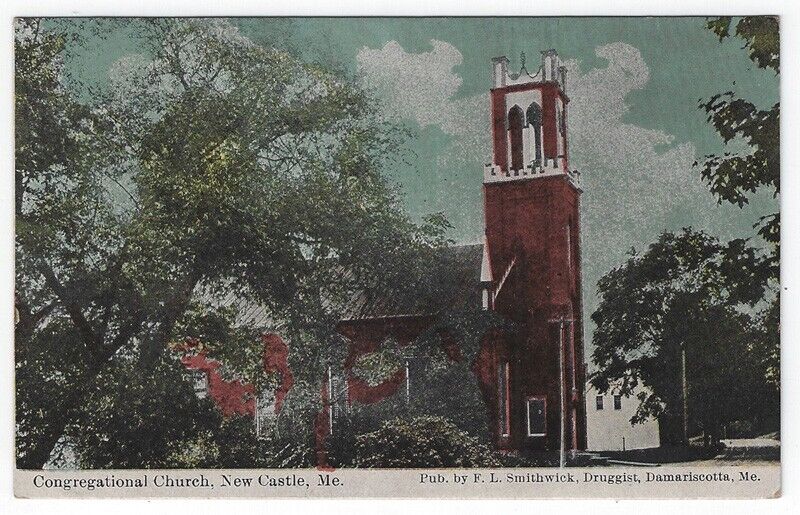 New Castle,  Maine, Vintage Postcard View of The Congregational Church