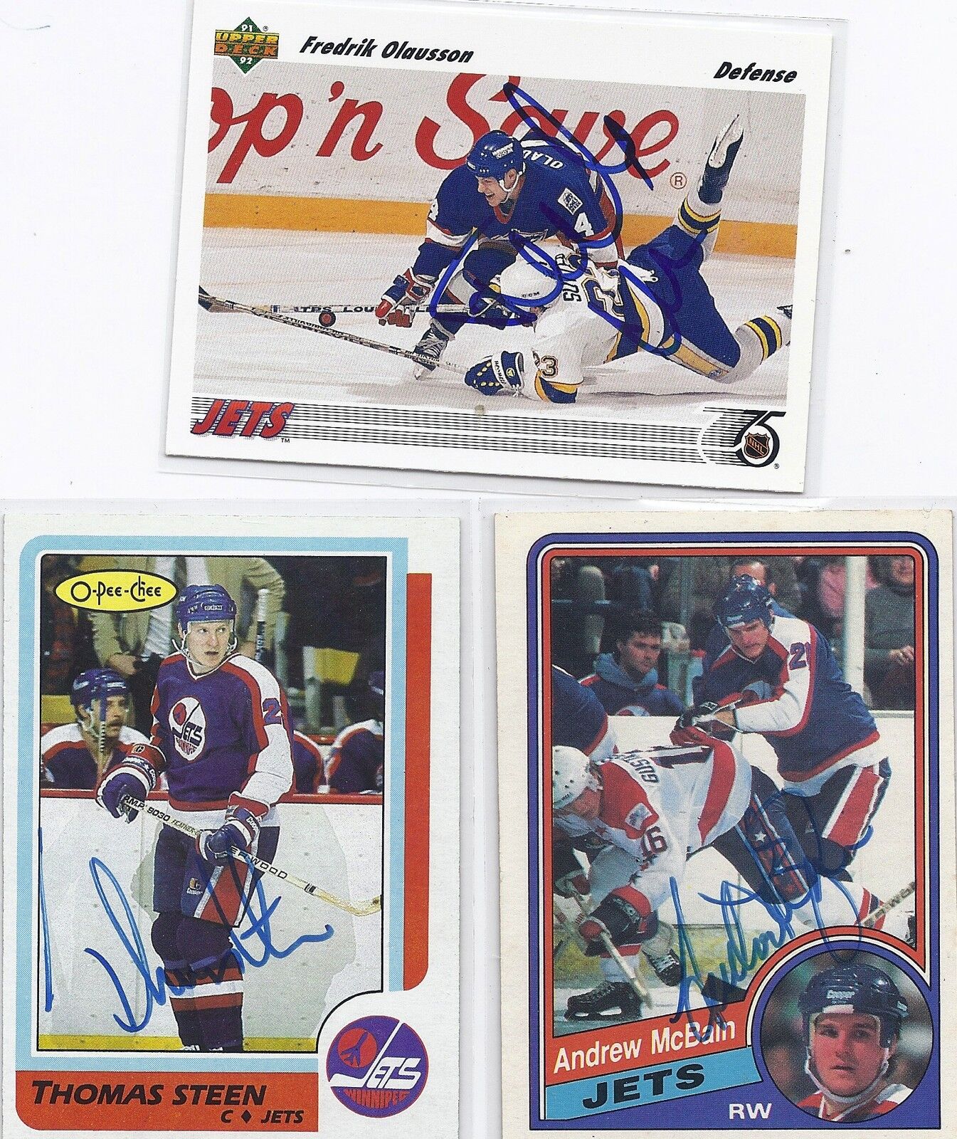 1991 UD # 383 Fredrik Olausson Winnipeg Jets Autographed Signed Hockey Card
