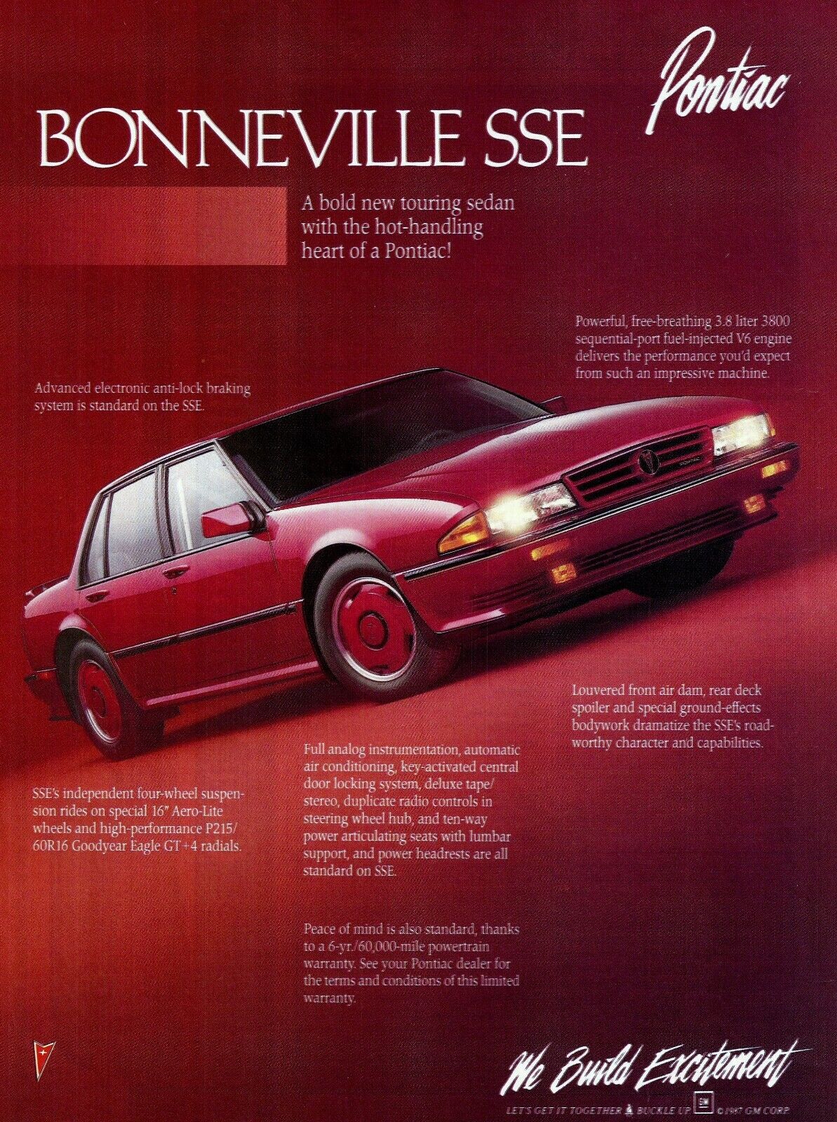 1988 Pontiac Bonneville SSE Original Magazine Advertisement Small Poster