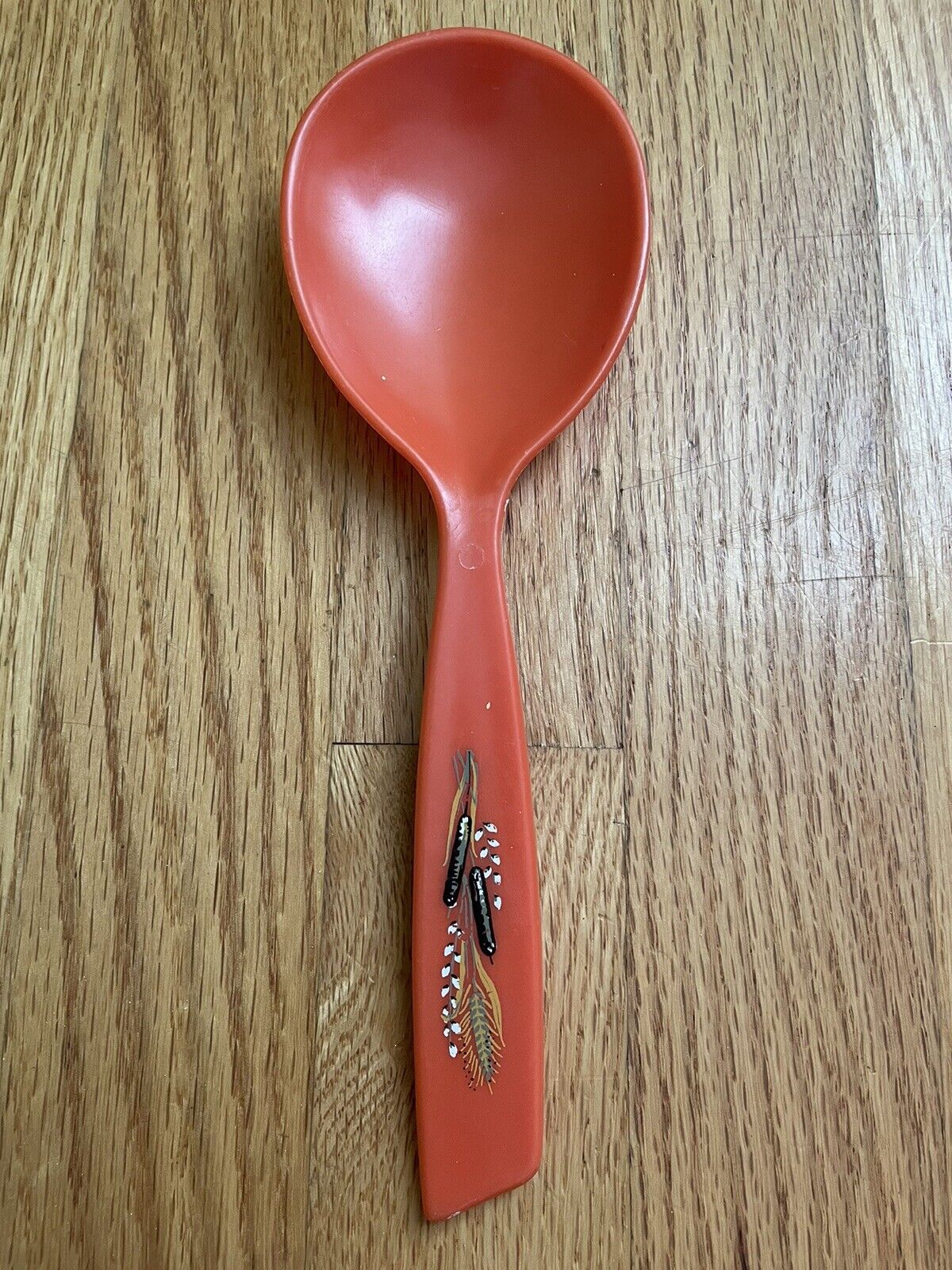 Vintage 70’s Orange Wheat Pattern Plastic Serving Spoon
