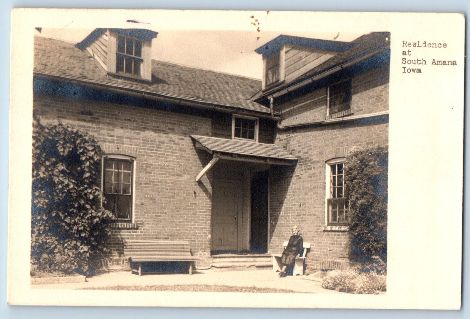 South Amana Iowa IA Postcard RPPC Photo Residence c1930\'s Unposed Vintage