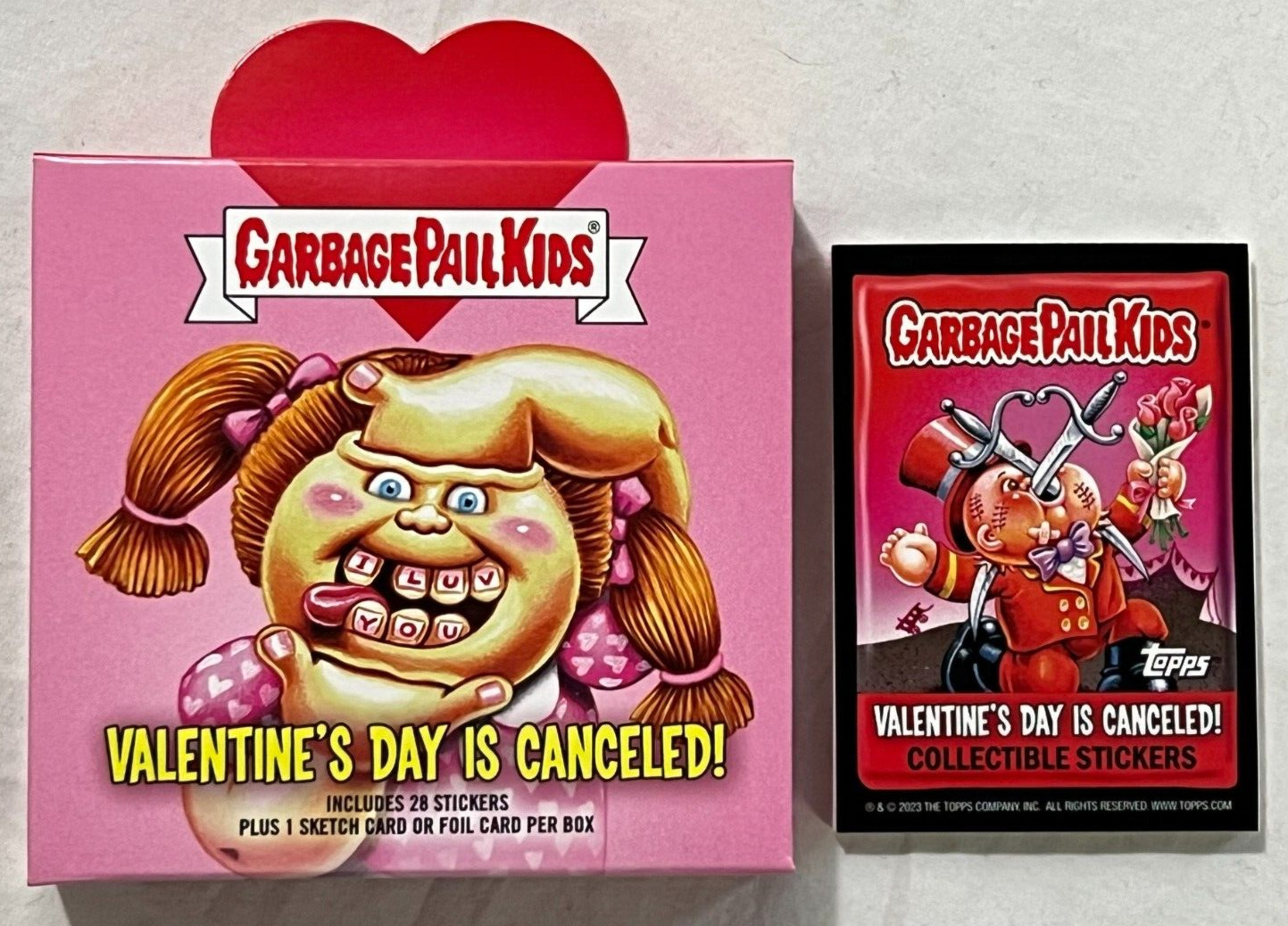 2023 Garbage Pail Kids Valentines Day is Canceled SET Lovely Lea PINK CHASE BOX