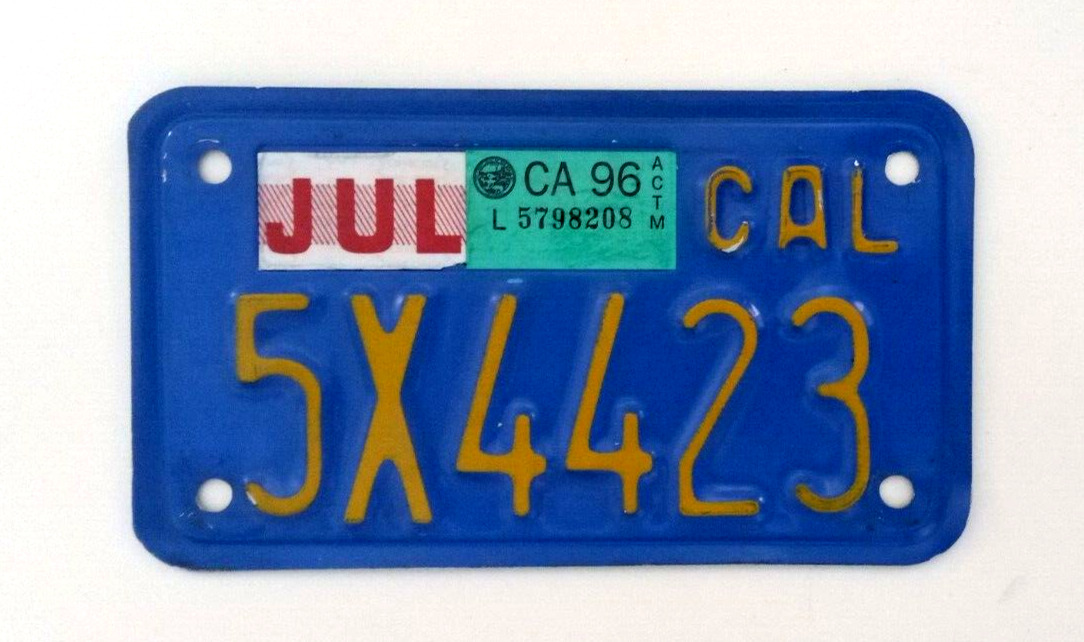 Vintage California Motorcycle License Plate \