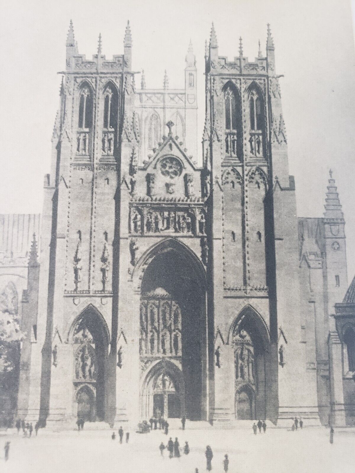C 1920 Lumitone Photo Print Design of West Front Washington Cathedral Postcard