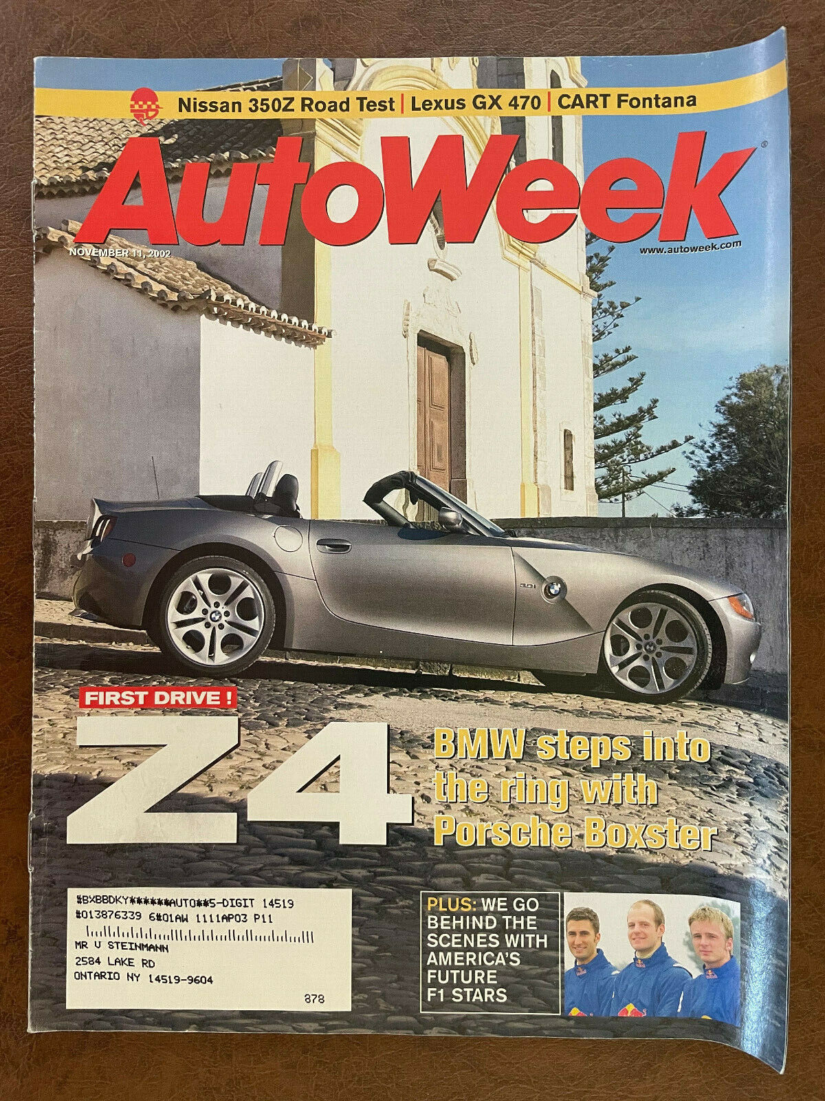AUTOWEEK Magazine November 11 2002 BMW Z4 Nissan 350Z Lexus GX 470 CART Fontana