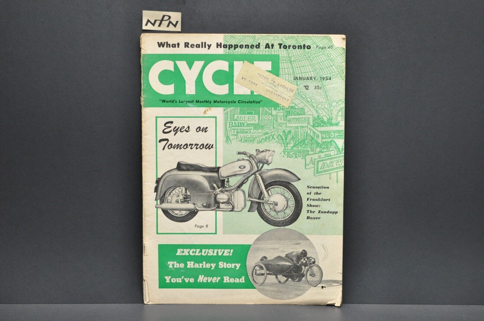 Vtg Cycle Motorcycle Magazine January 1954 Zundapp Boxer Harley Davidson *AS IS