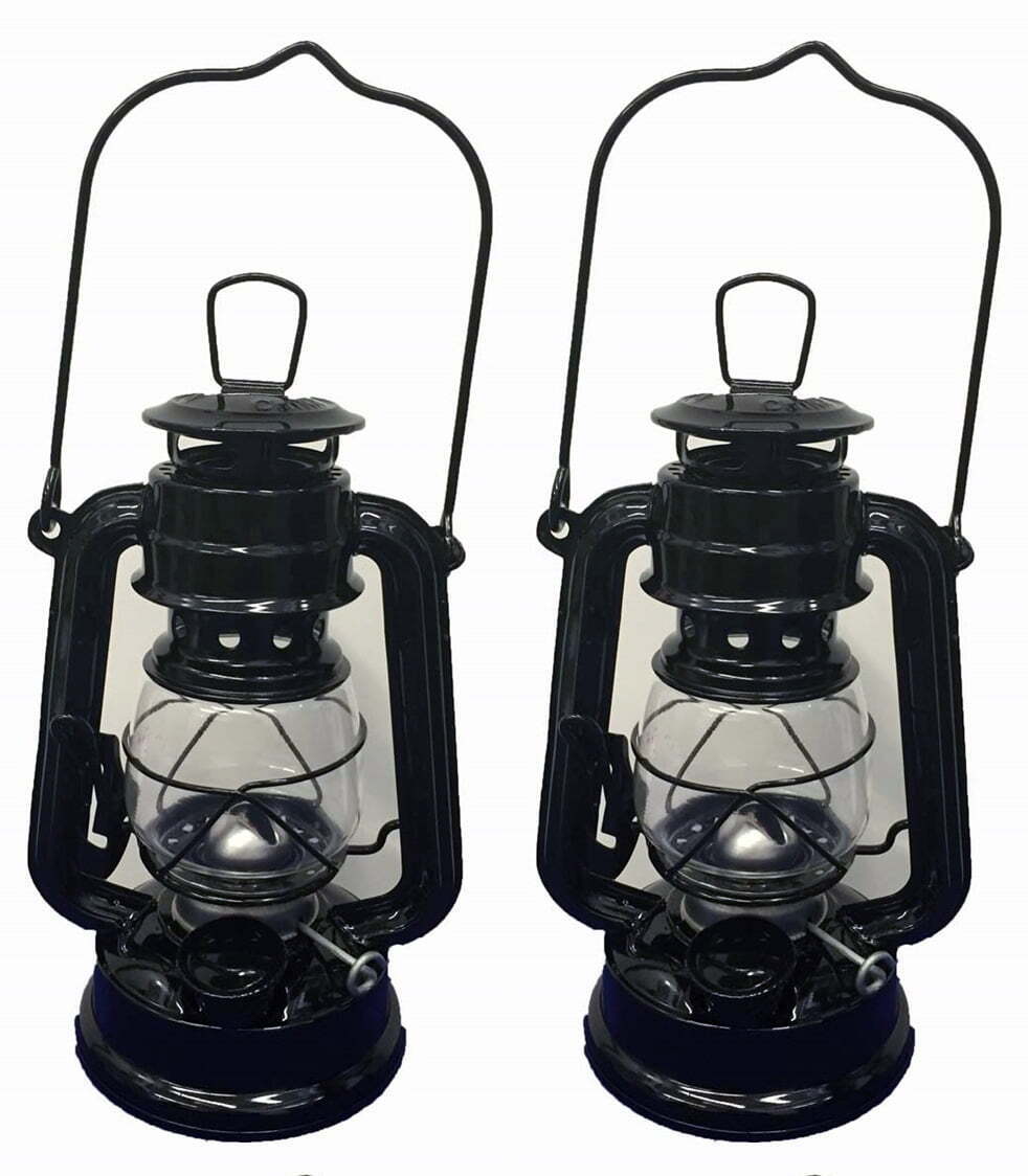 2 - 8 Inch Black Hurricane Kerosene Oil Lantern Hanging Light / Lamp