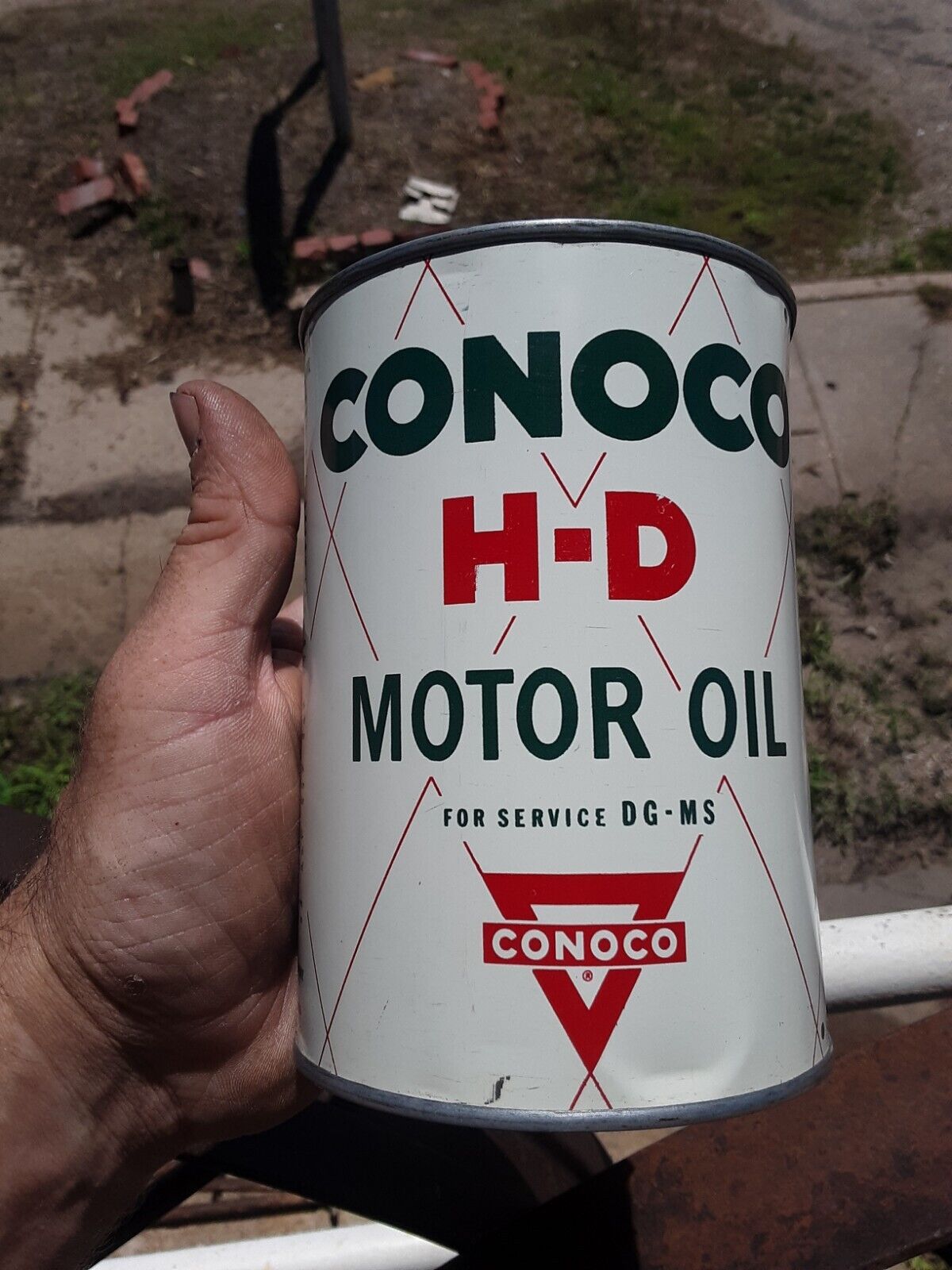Vintage Conoco H-D 1 Quart Motor Oil Can DG-MS 20-20W FULL CAN NICE