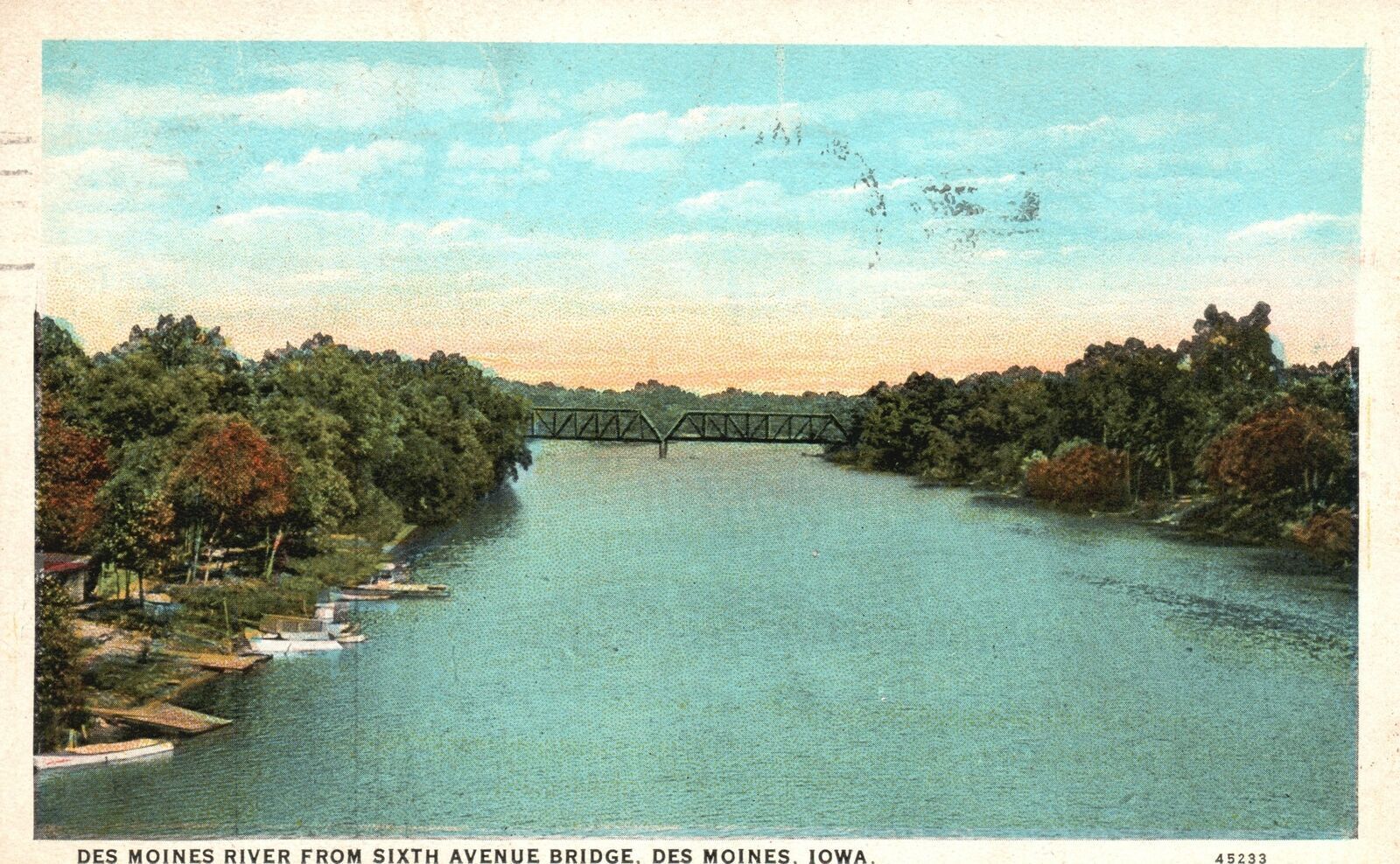 Vintage Postcard 1929 Des Moines From Sixth Avenue Bridge Des Moines Iowa IA