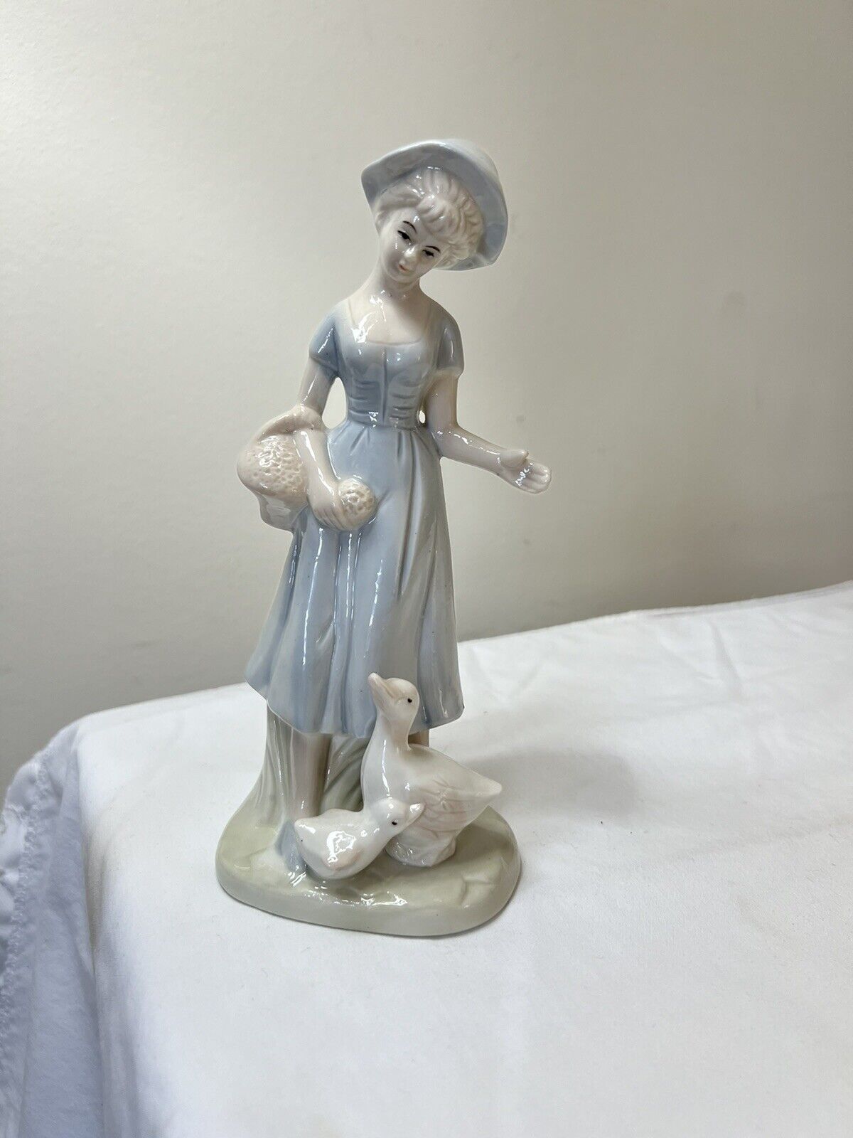 Porcelain Girl with goose Shepherdess collectible figurine vintage Beautiful
