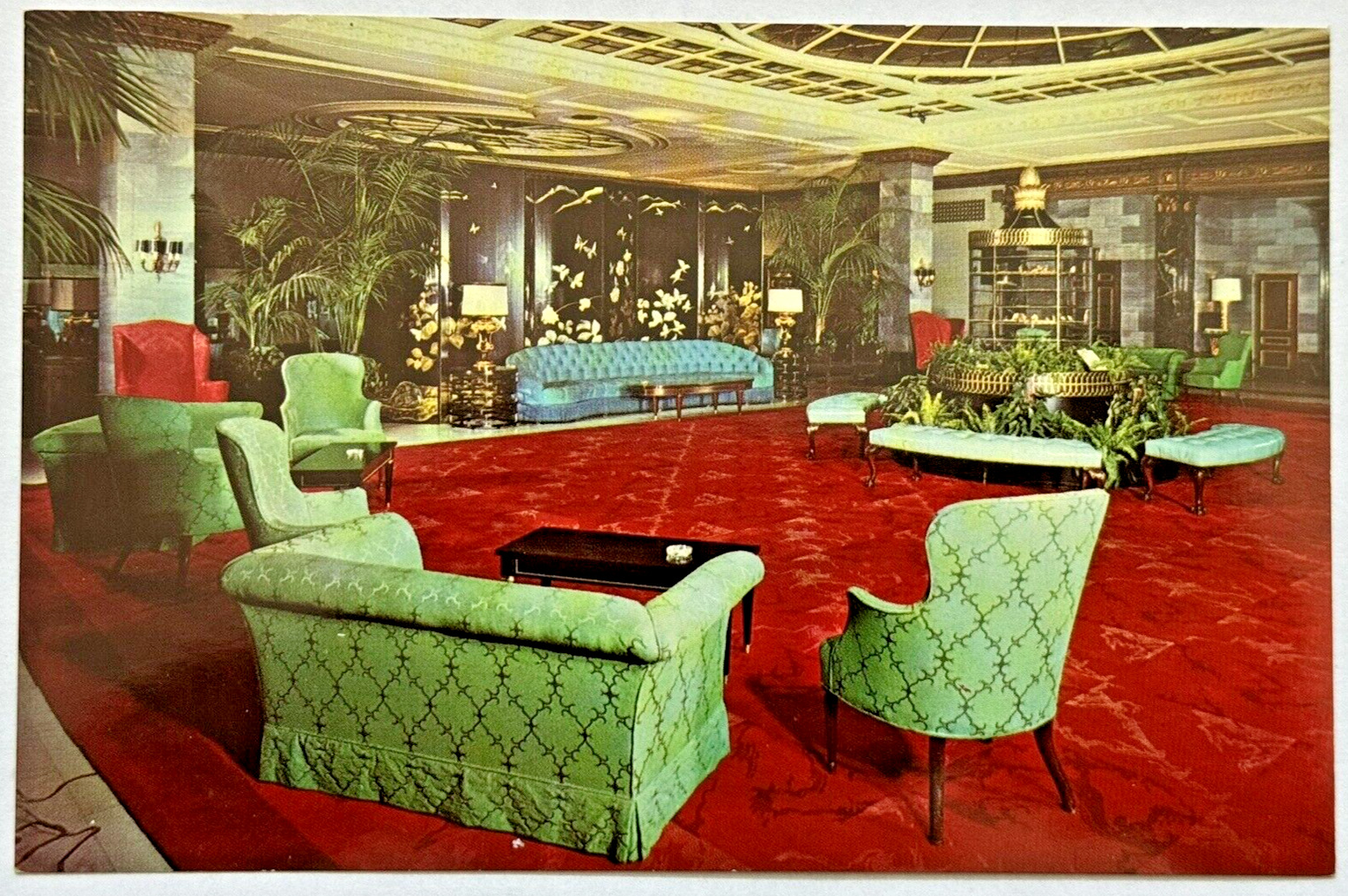 The Barclay Hotel Lobby Interior Dorothy Draper Design Vintage New York Postcard