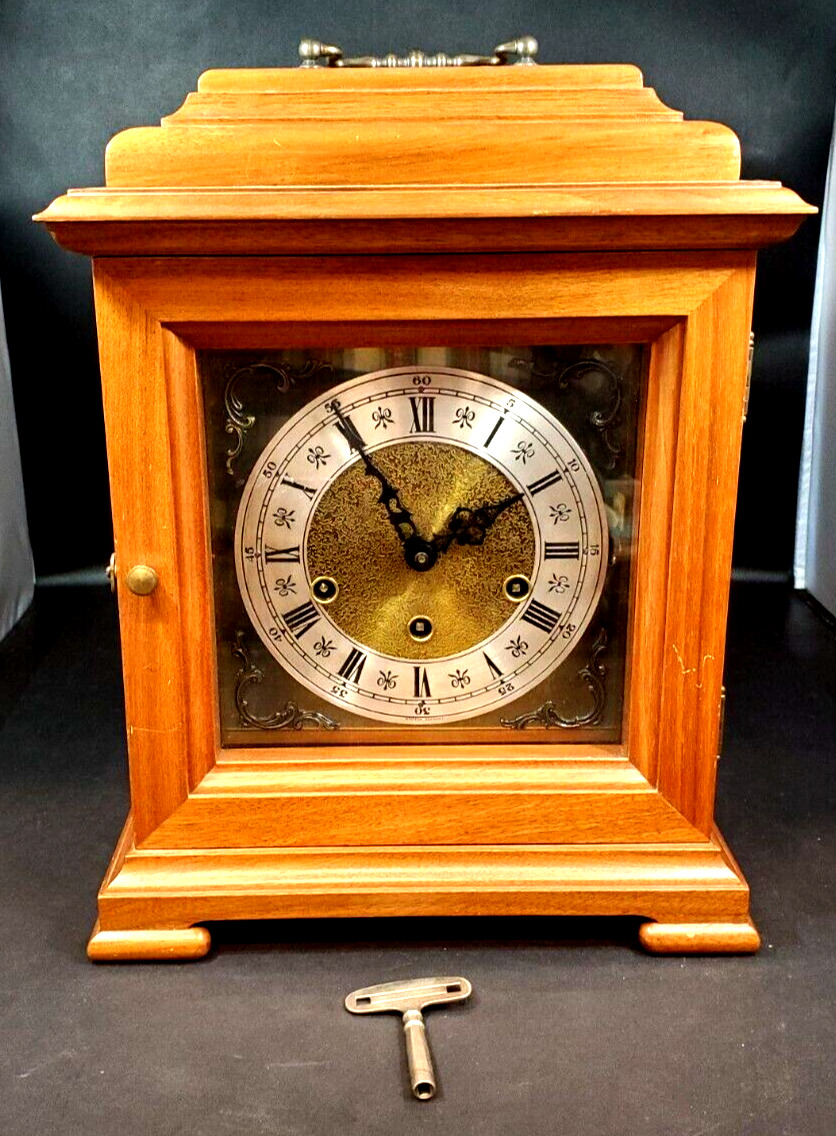 Vintage 1980 H. D. Russell Wood Mantel Clock Works and Looks Awesome