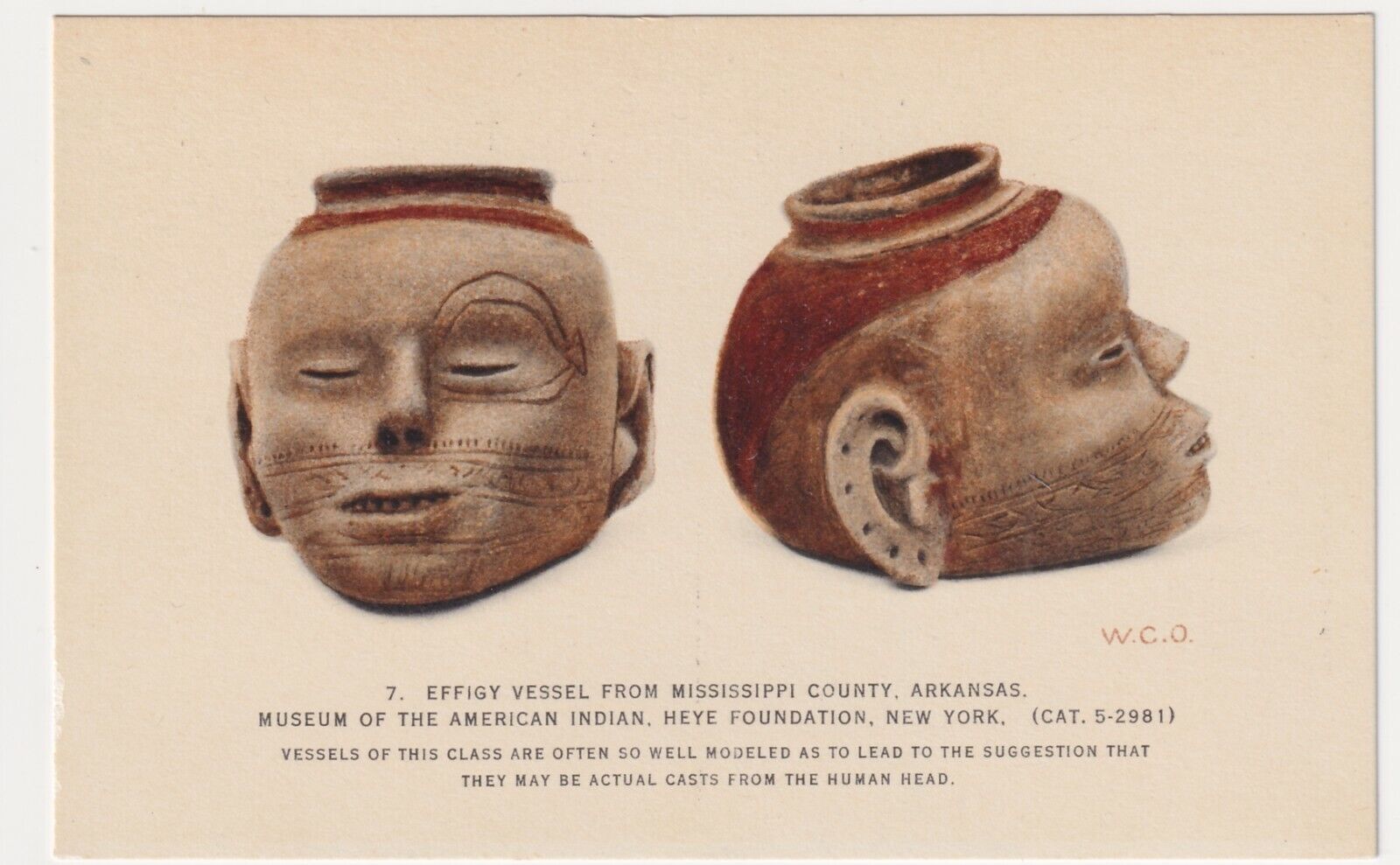 MUSEUM OF THE AMERICAN INDIAN EFFIGY VESSEL, MISSISSIPPI CO ARKANSAS CIRCA 1955.
