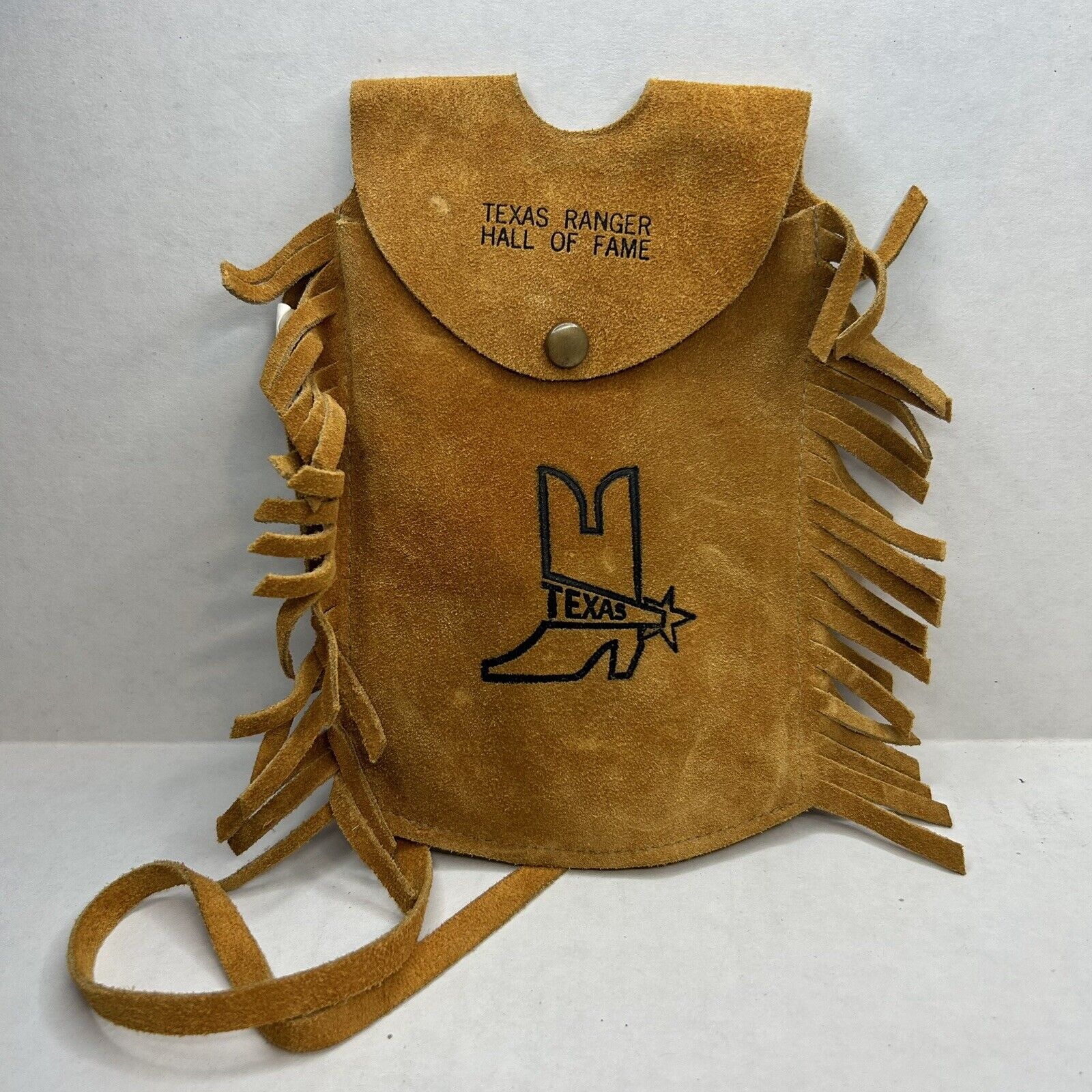 Vintage Texas Ranger Hall Of Fame Flask Cover Leather Buckskin