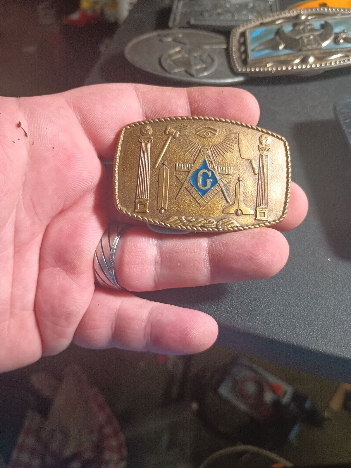 Vintage Masonic Freemason Bronze Belt Buckle 1981 Henry Klitzner Co.
