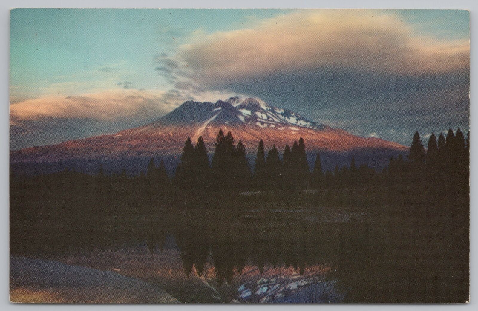 State View~Mt Shasta California~View @ Sunset~Vintage Postcard