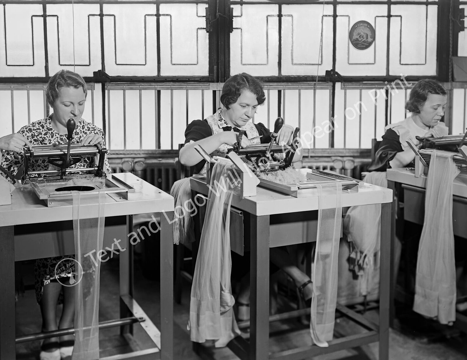 1937 Women Working on Hosiery Machines, Philadelphia, PA Old Photo Reprint