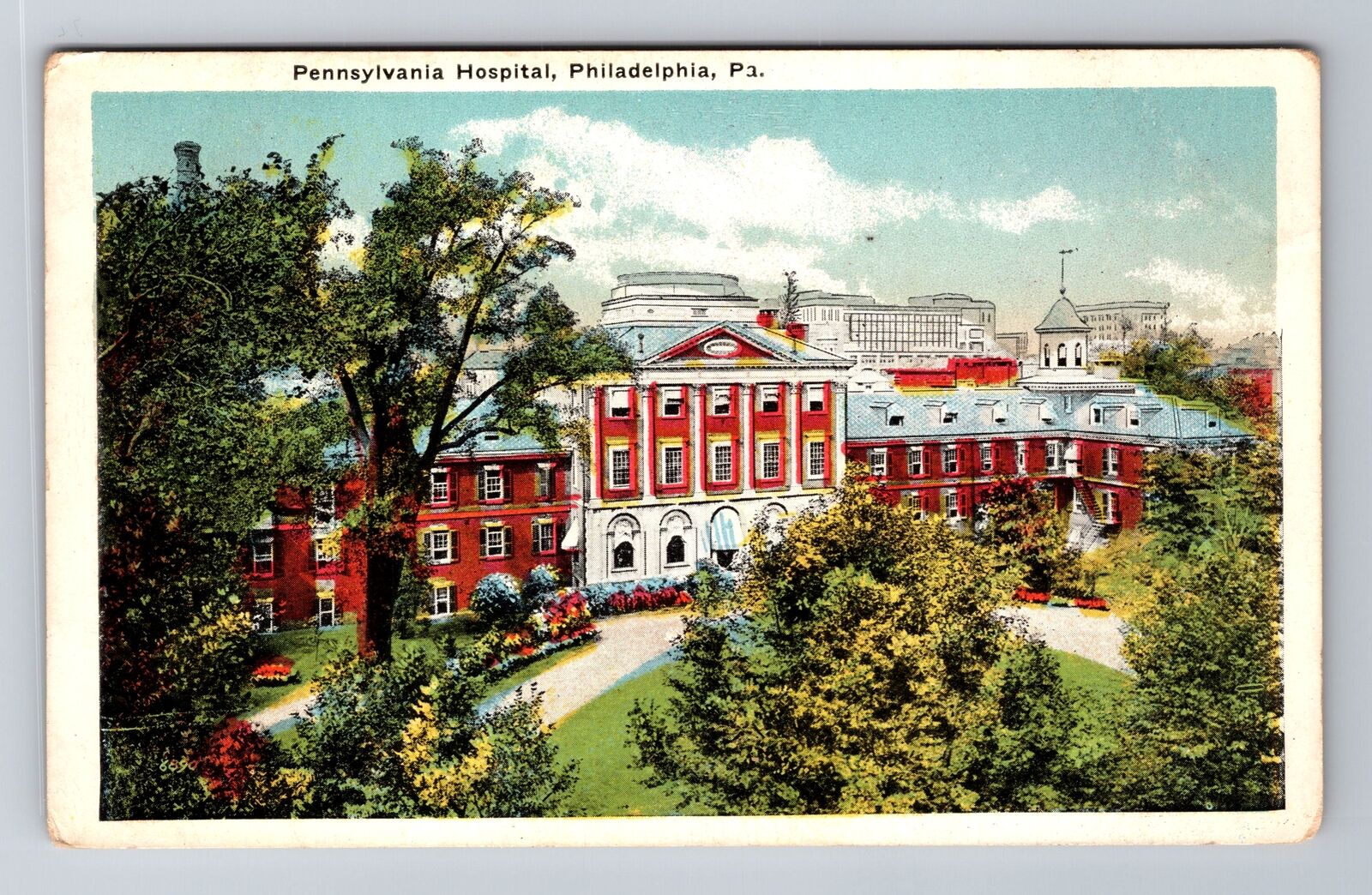 Philadelphia PA-Pennsylvania, Aerial Of Pennsylvania Hospital, Vintage Postcard