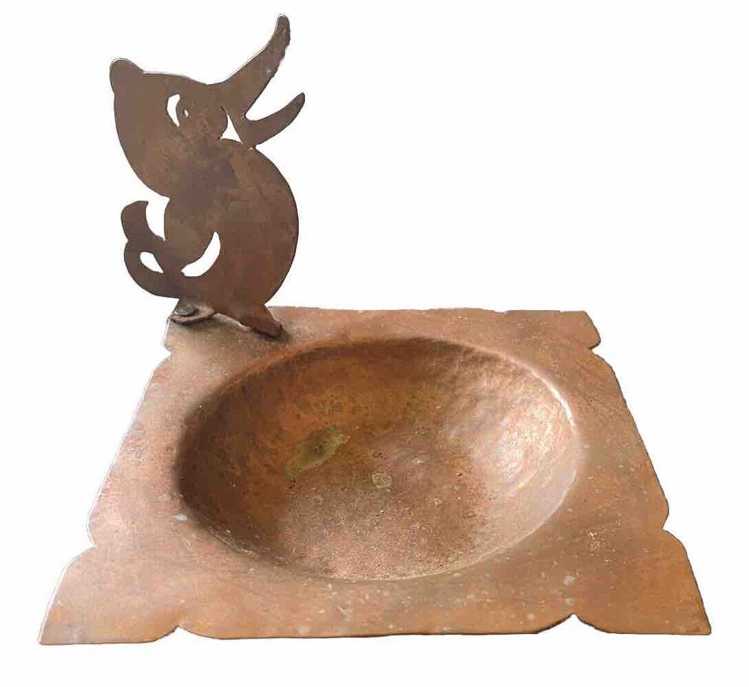 Vintage Arts & Crafts Handmade Copper Duck Silhouette Ashtray 4.5” x 4.5” x 3.5”
