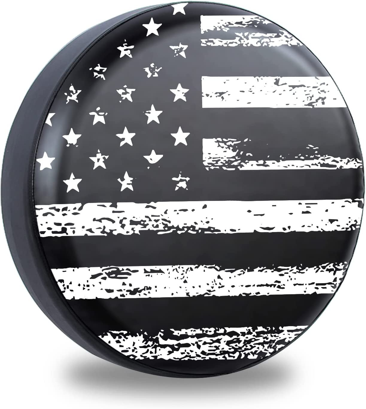 Black White Vintage American Flag Spare Tire Cover Protectors Weatherproof