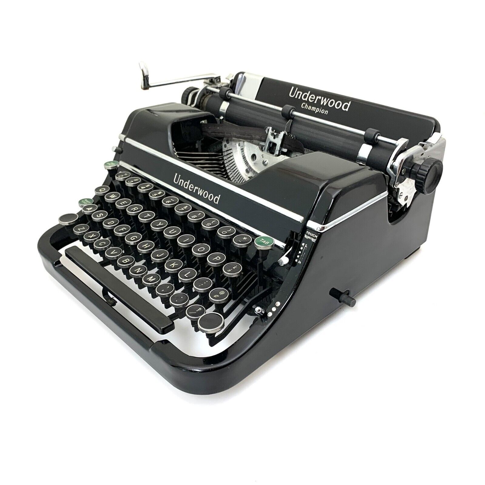 STUNNING 1938 Underwood Champion Typewriter Working Portable Vtg Classic Black