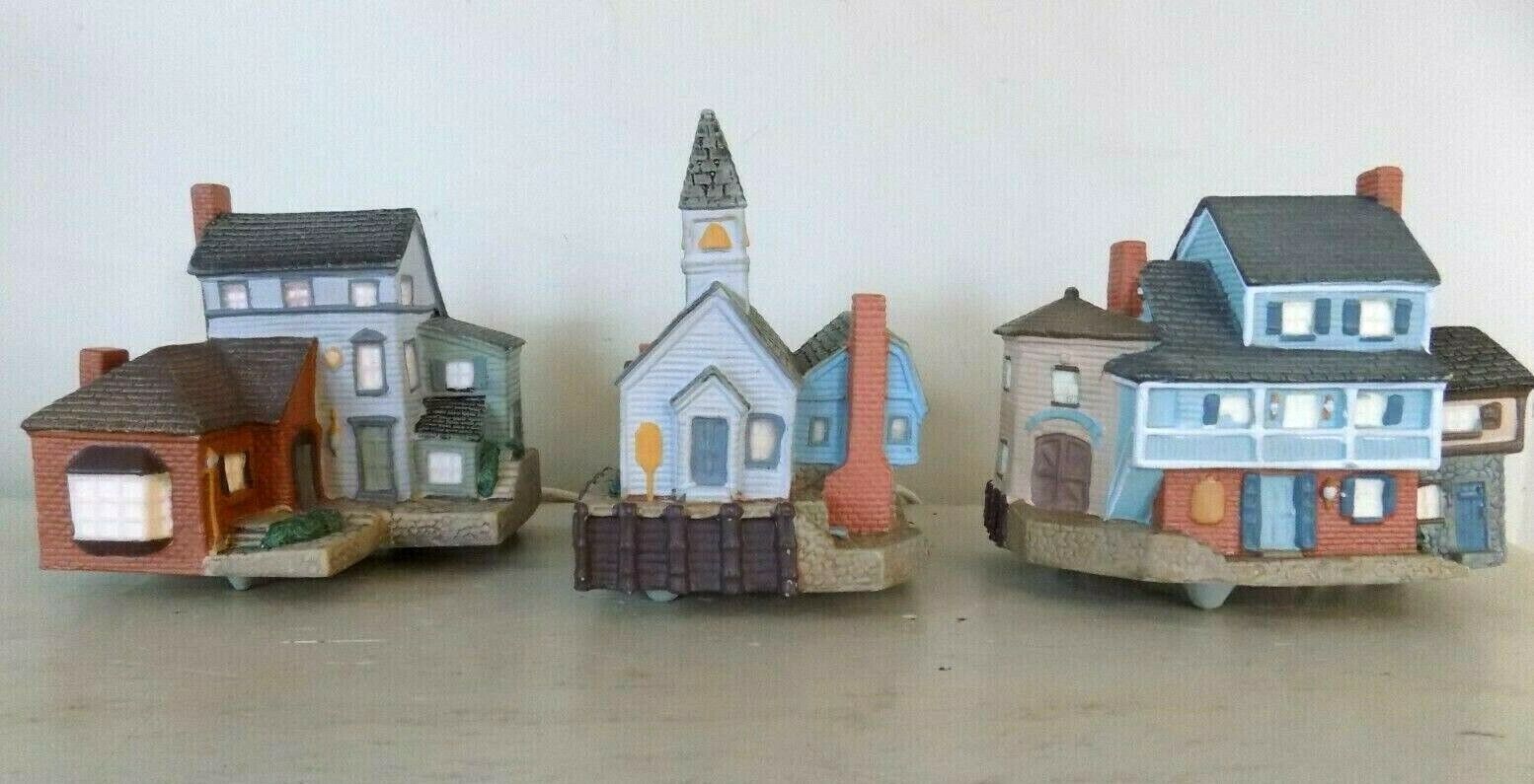 Lot 3 Avon Early American Light Up Village Church Main and Mill House Vintage