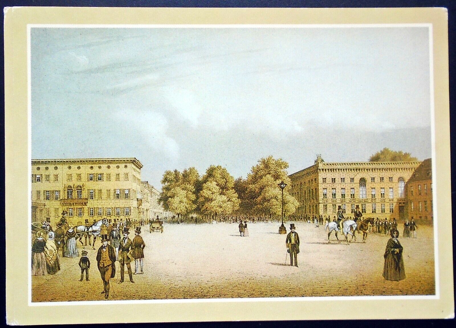 1970s View from Pariser Platz, Unter den Linden, Lithograph, Berlin, East German