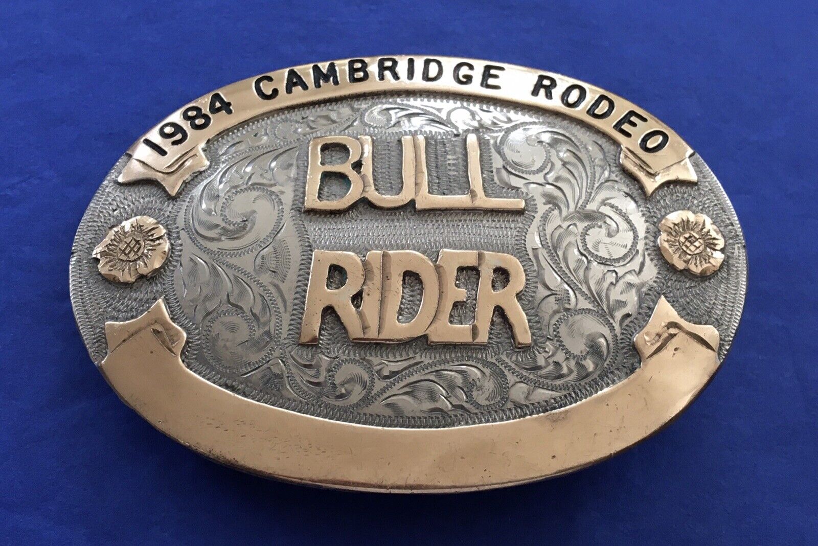 Vintage Rare Sedgwick Idaho 1984 Cambridge Rodeo Bull Rider Trophy Belt Buckle