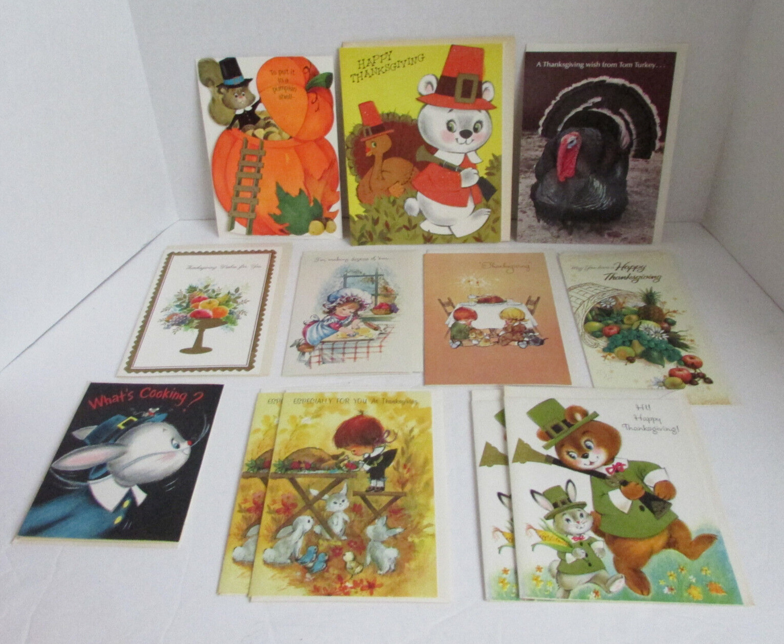 VINTAGE Lot of (12) 1960\'s - 1980\'s Thanksgiving Greeting Cards (UNUSED)