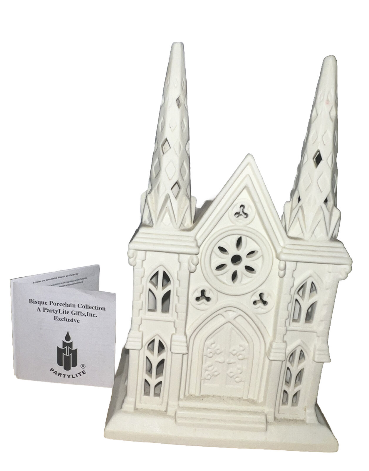 Vintage Cathedral Lights Bisque Porcelain Cathedral Partylite P7307 Retired Box