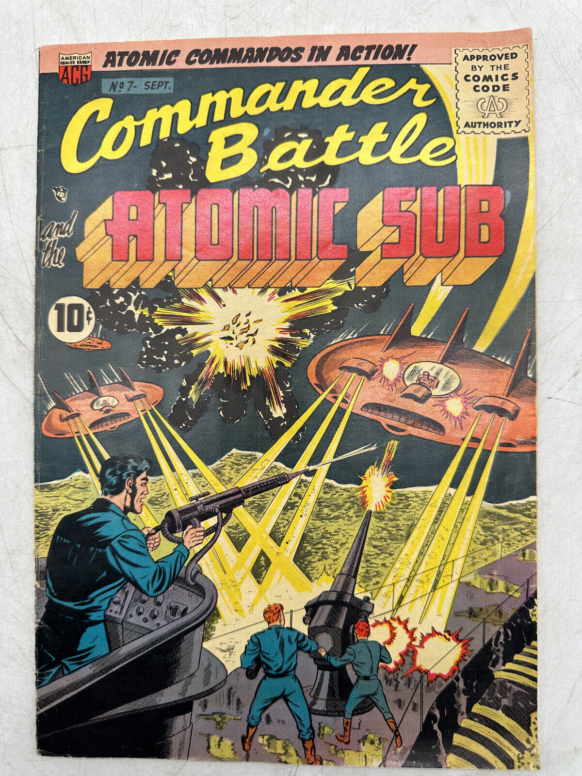 Commander Battle and the Atomic Sub #7 American Comics Group 1954 VG+