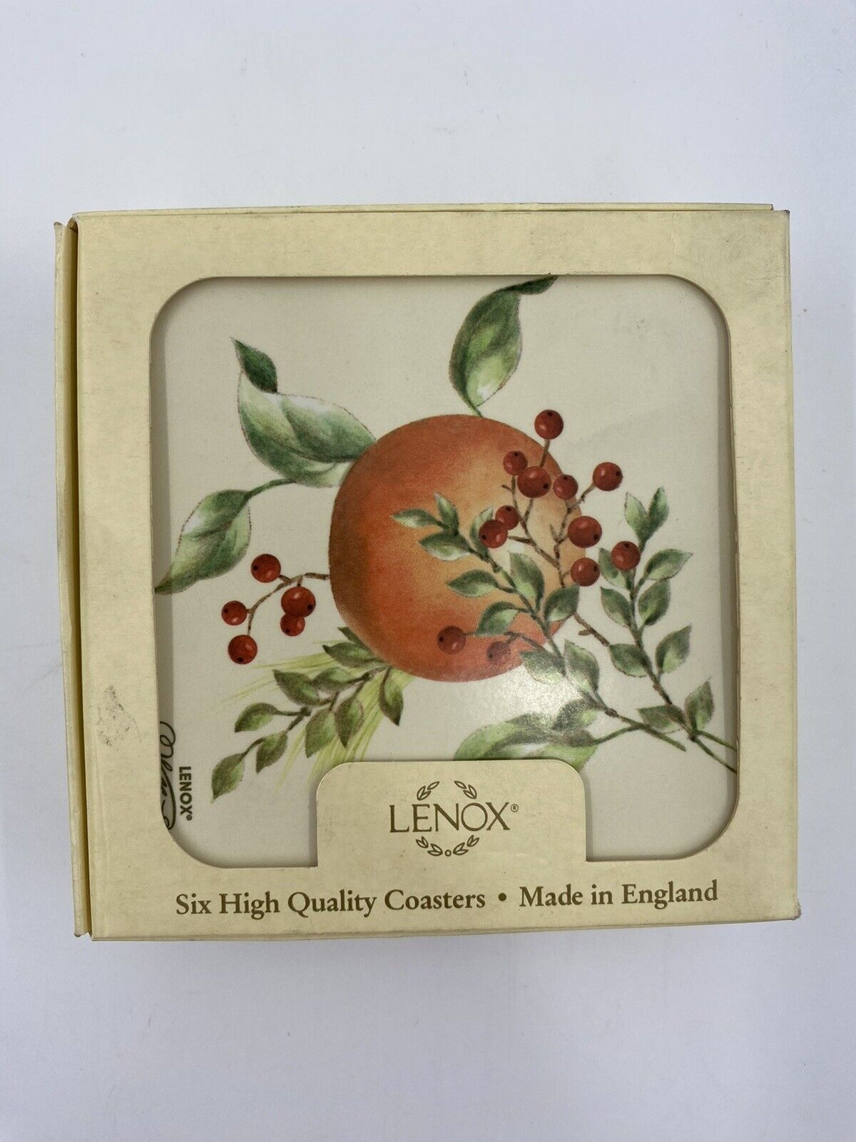 Lenox Fruit Of The Vine Coasters Set of 6 Made In England -Vines Of Fruit W/ Box