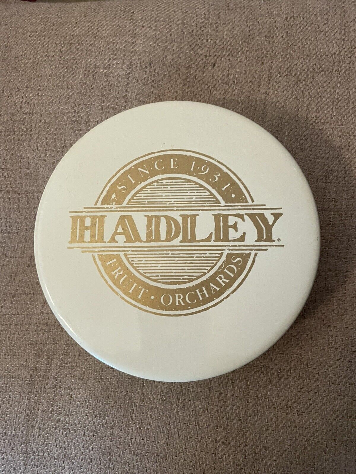Vintage Brown & Hailey Fruit Orchards Round Tin
