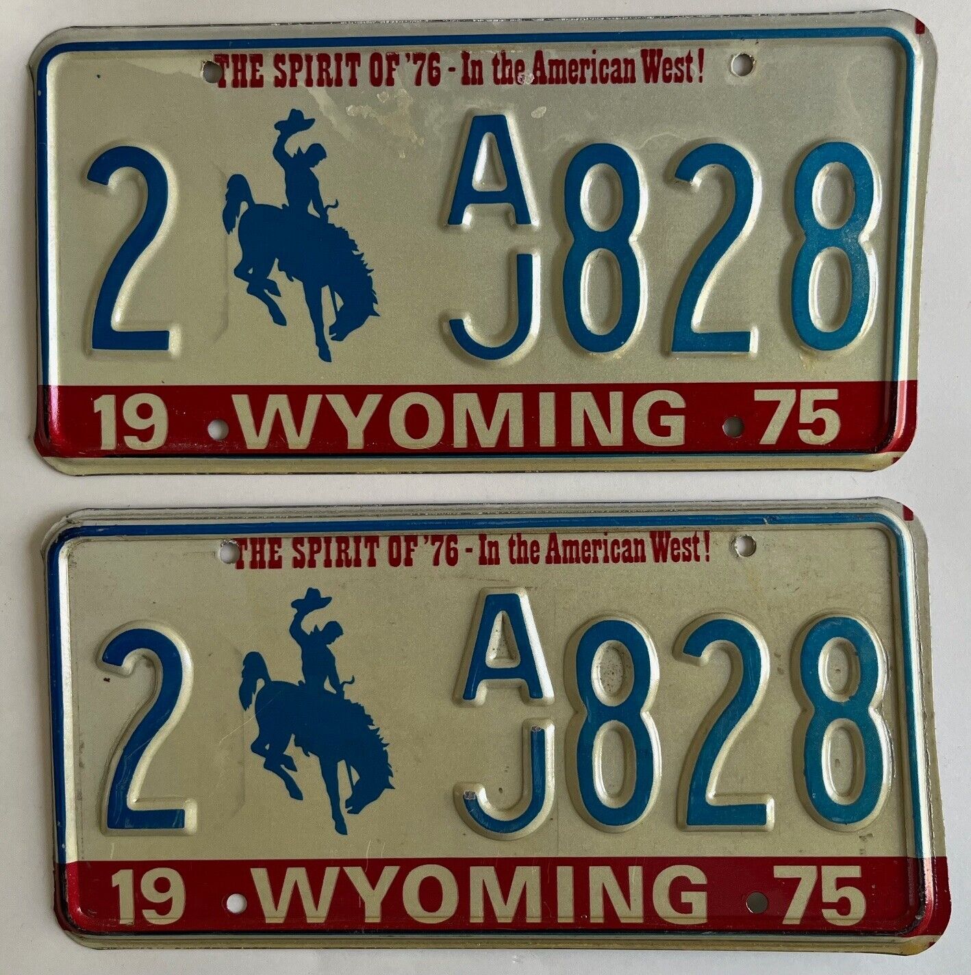 1975 Wyoming License Plate PAIR Plates MINT/New Old Stock