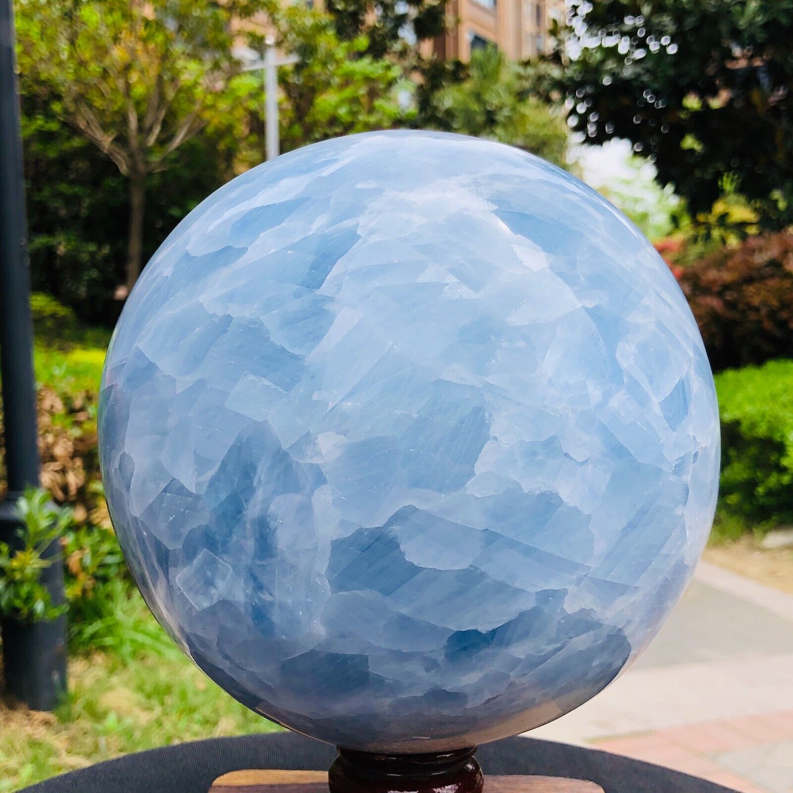 13.57LB Natural Blue amphibole Sphere Polished Quartz Crystal Ball Healing