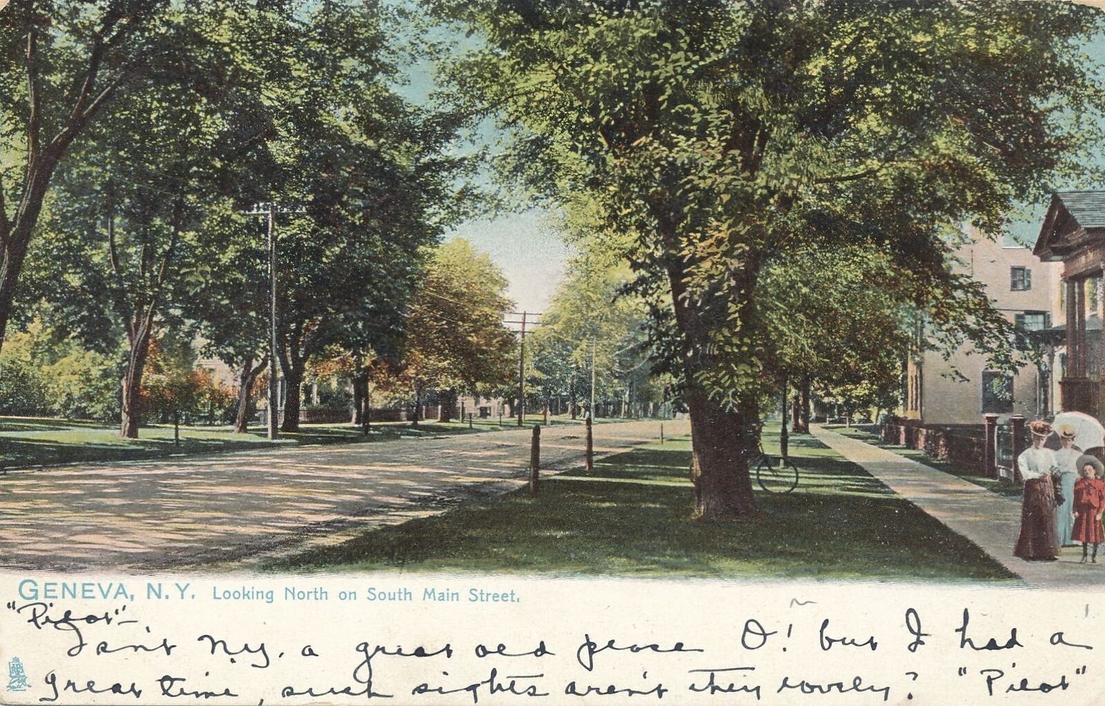 GENEVA NY - South Main Street Looking North Tuck Postcard - udb - mailed 1908