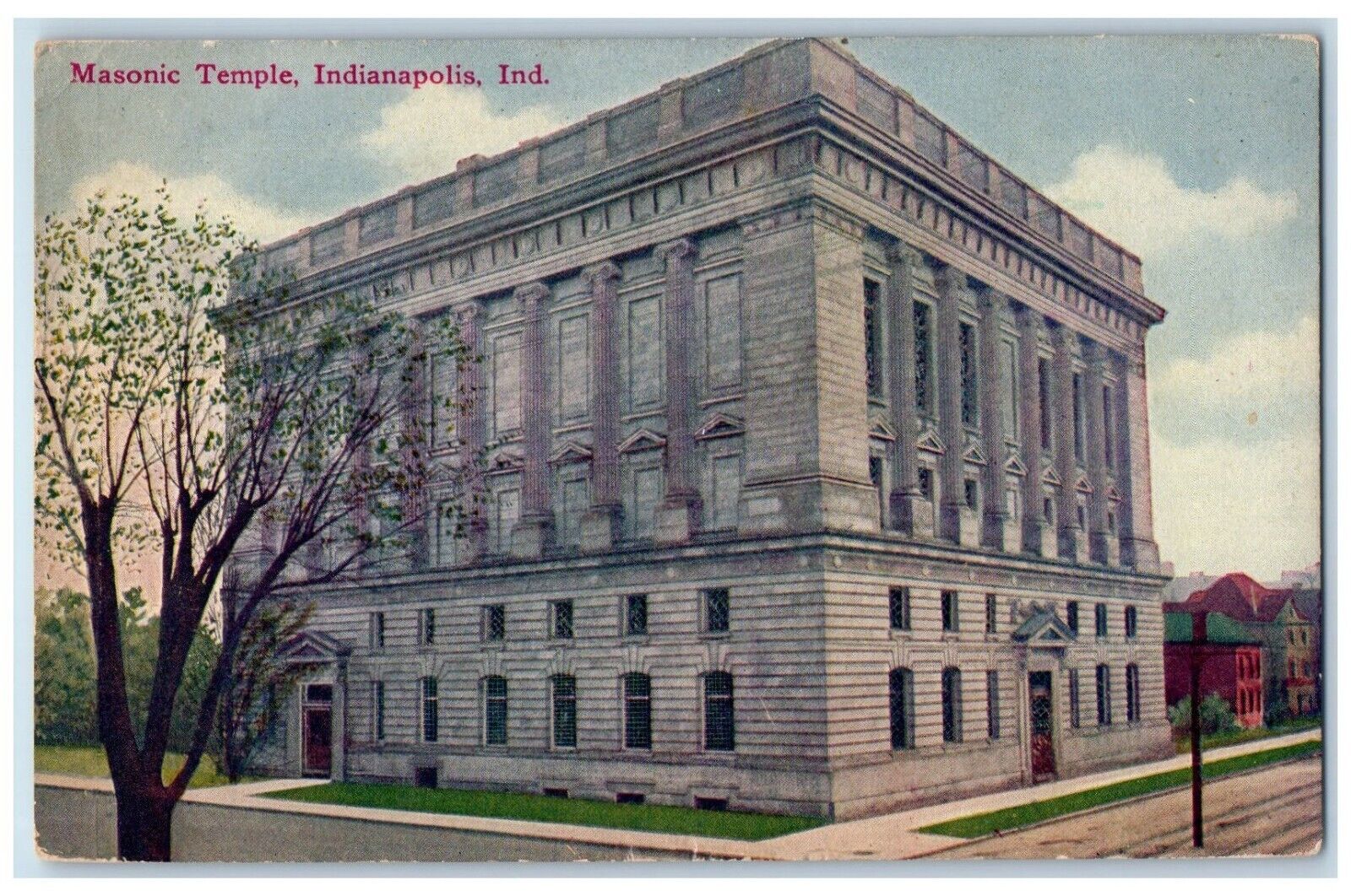 1911 Exterior Masonic Temple Building Indianapolis Indiana IN Antique Postcard