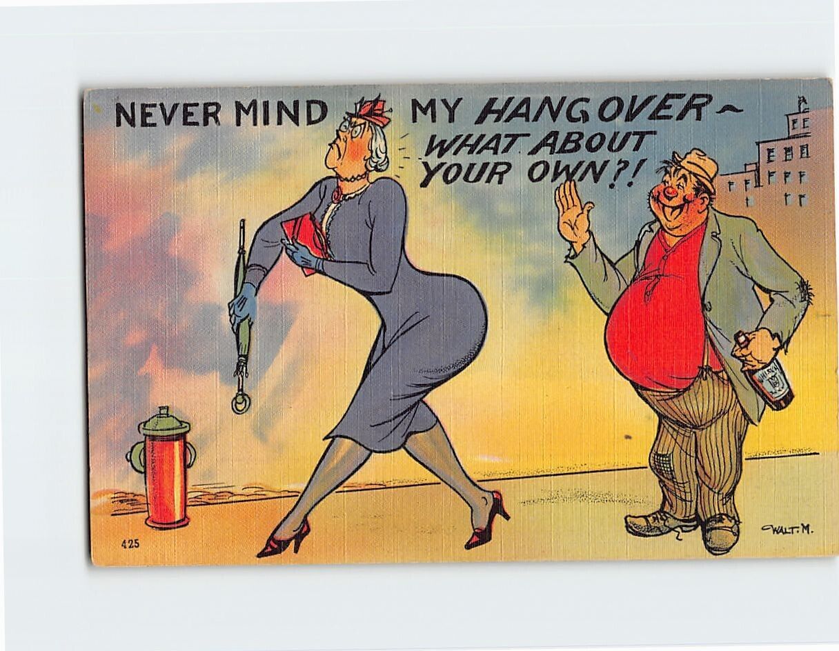 Postcard Never Mind My Hangover, What About Your Own? With Comic Art Print