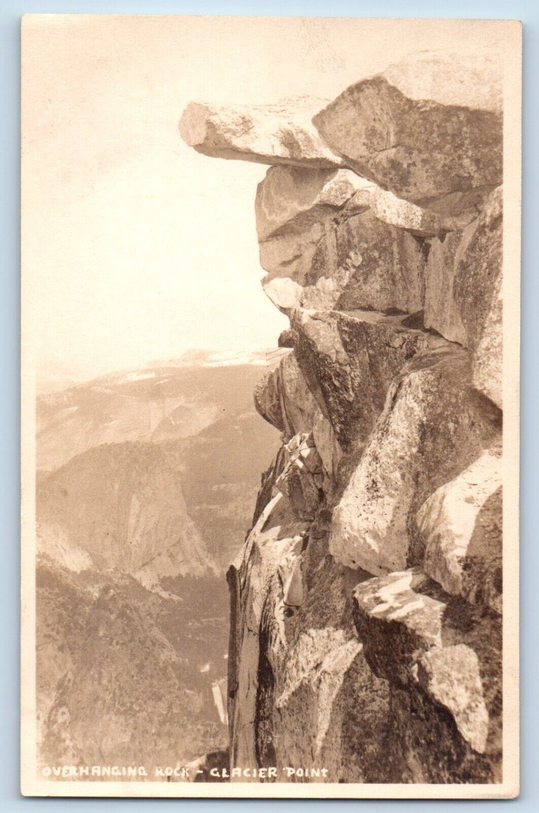 Yosemite National Park CA Postcard RPPC Photo Overhanging Rock Glacier Point