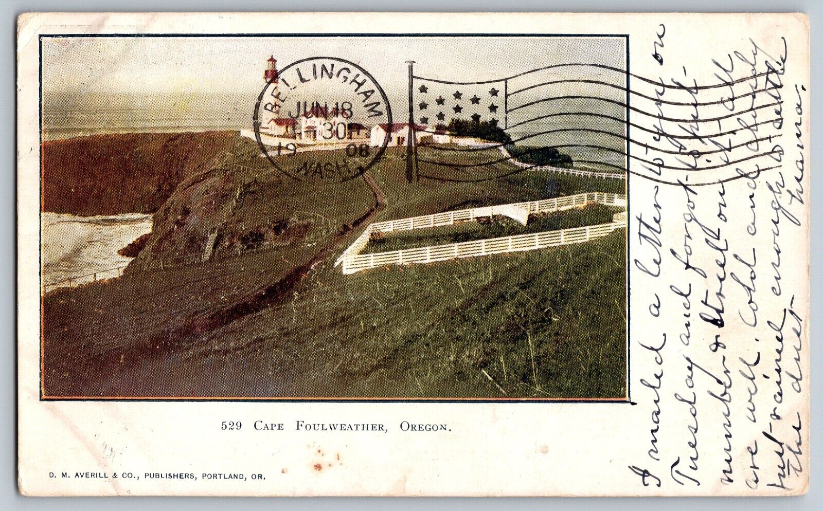 Oregon OR - Castles at Cape Foul Weather - Vintage Postcard - Posted 1908