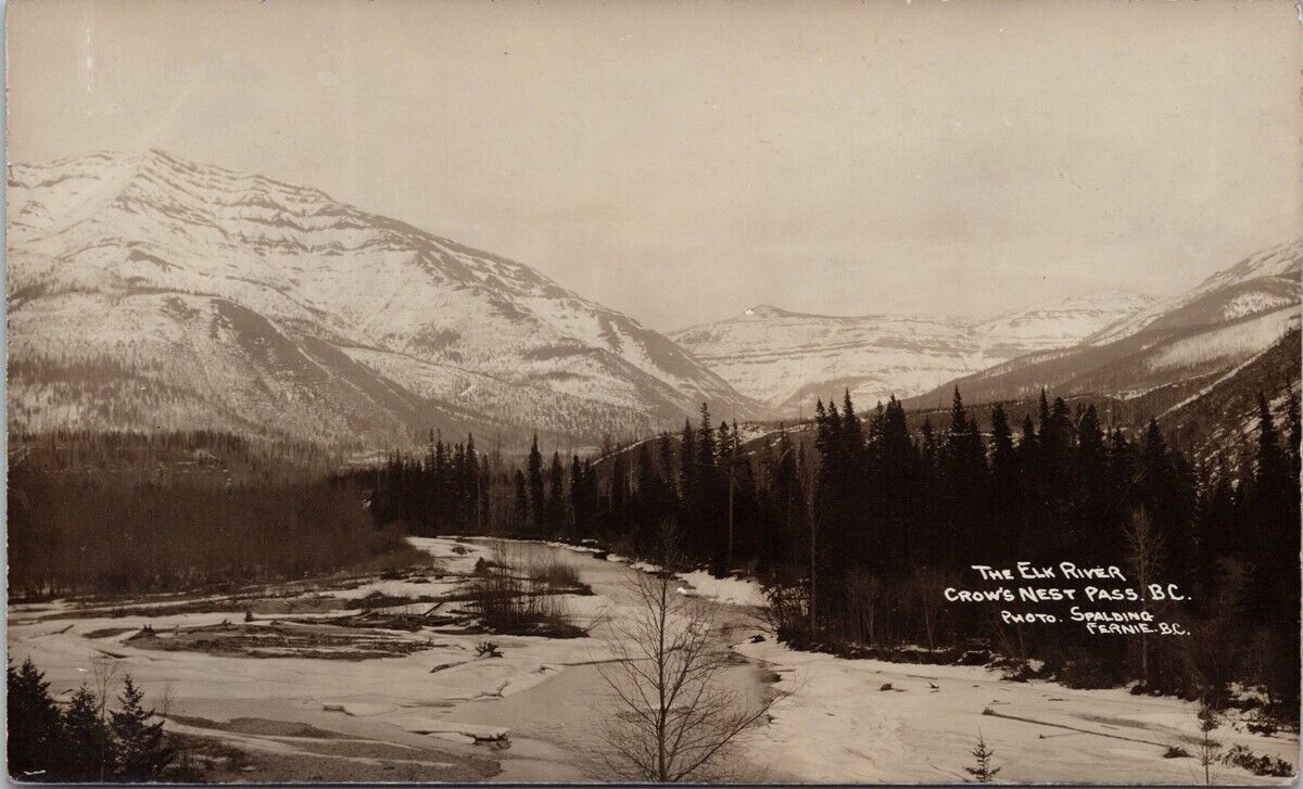 Elk River Crowsnest Pass British Columbia Spalding Fernie BC RPPC Postcard E80