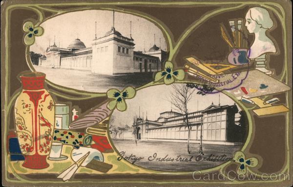 Japan Tokyo Industrial Exhibition,Ueno Park,1907 Postcard Vintage Post Card