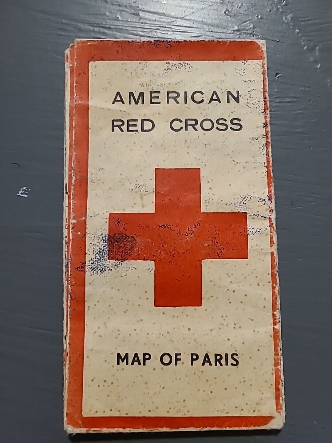 Vtg 1944 WWII AMERICAN RED CROSS Map of Paris