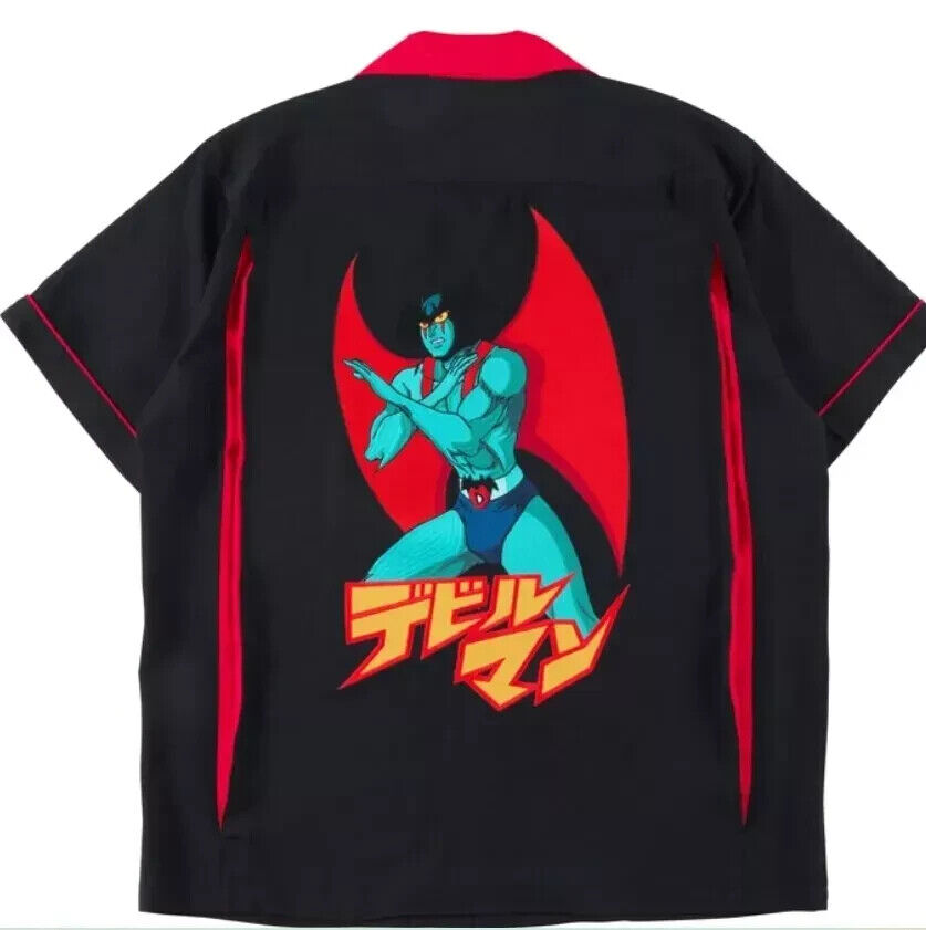 Devilman 50th Anniversary Bowling Shirt Anime ver. Black Go Nagai Unisex XL Size