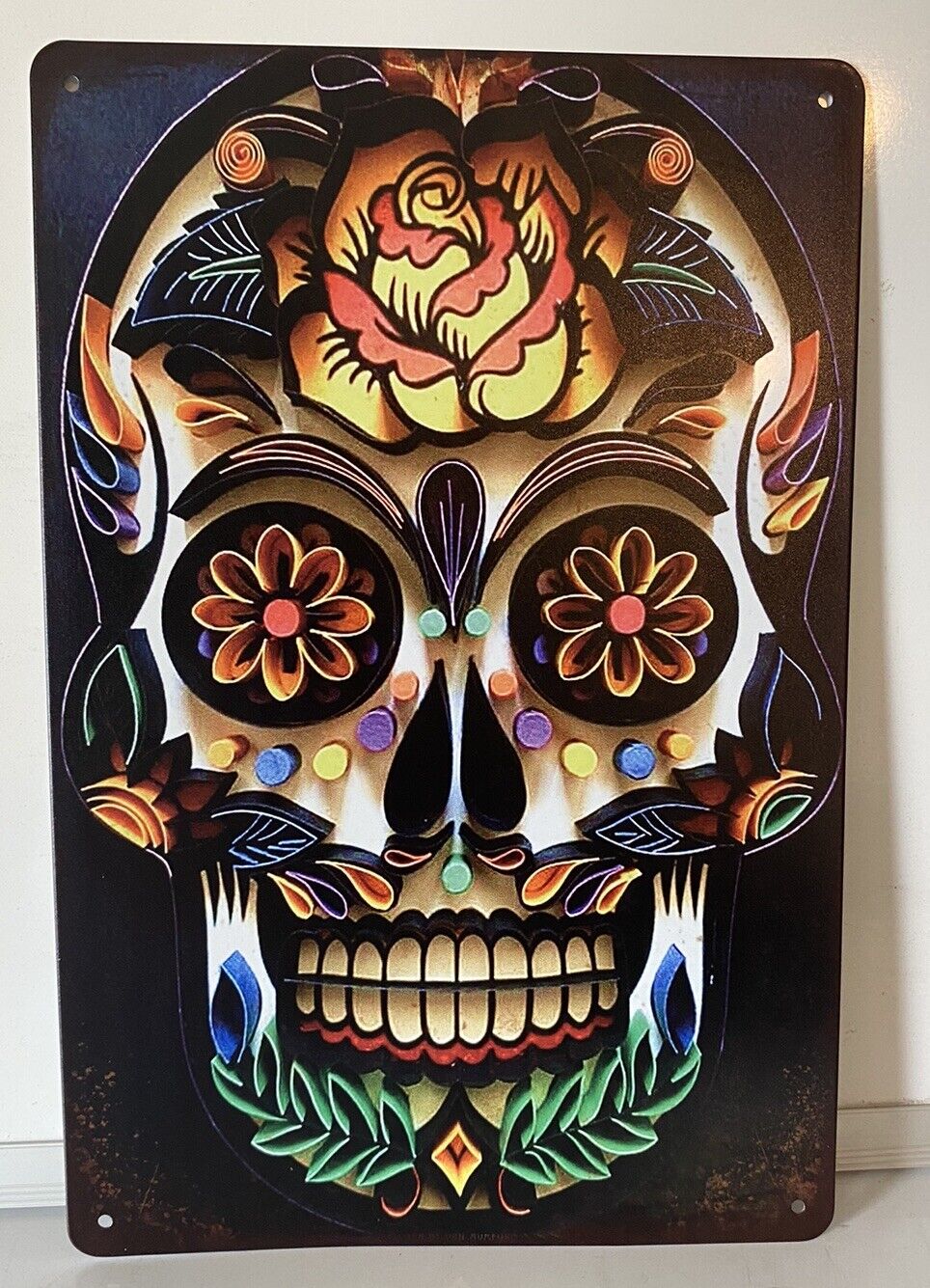 Sugar Skull Sign - Day of the Dead - Dia De Los Muertos - Mexico Metal Poster