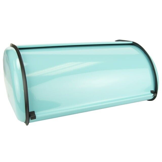 Roll Up Lid Stainless Steel Bread Box, Turquoise