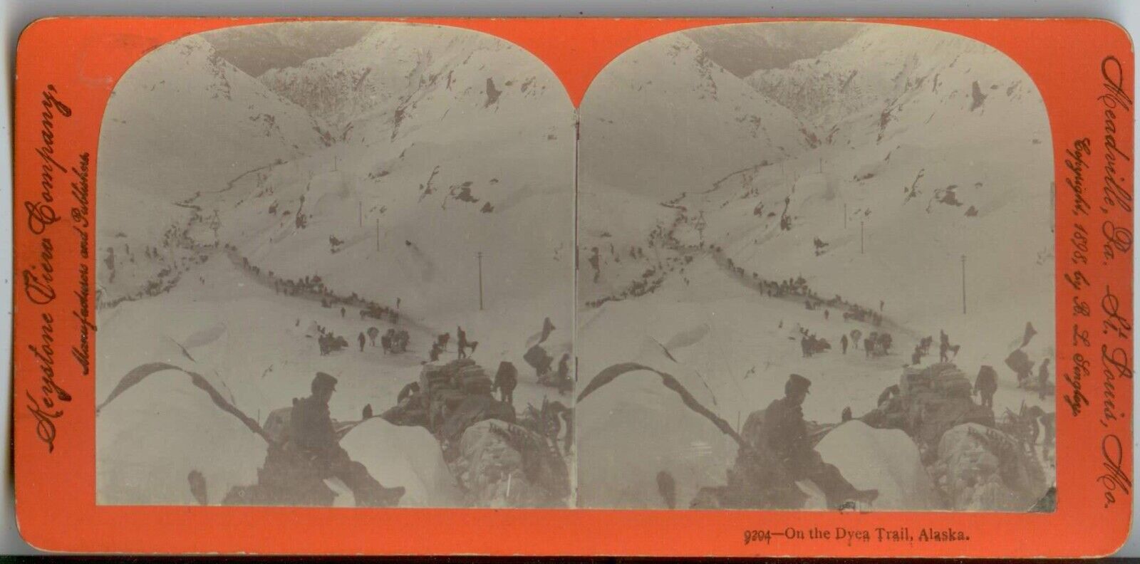1898 On the Dyea Trail Alaska gold rush stereo photo